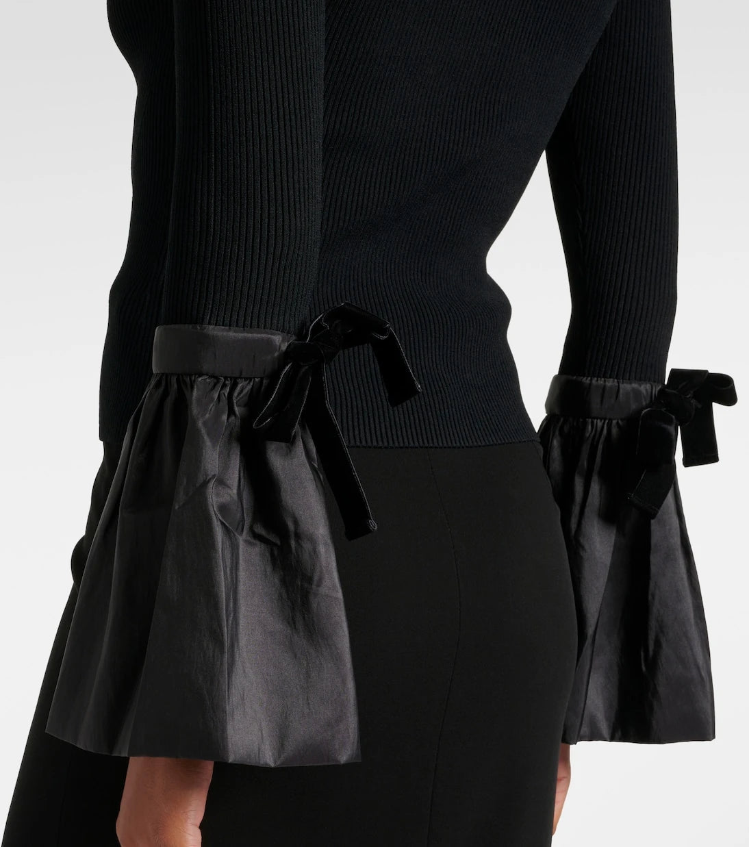 Simkhai - Agata taffeta-trimmed ribbed-knit top