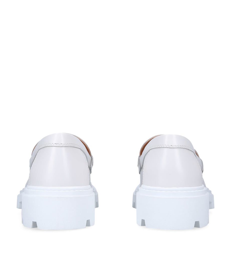Tod's White Leather Gomma Frangia Loafers