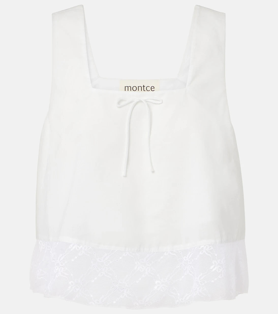 Montce - Lace-trimmed cotton crop top
