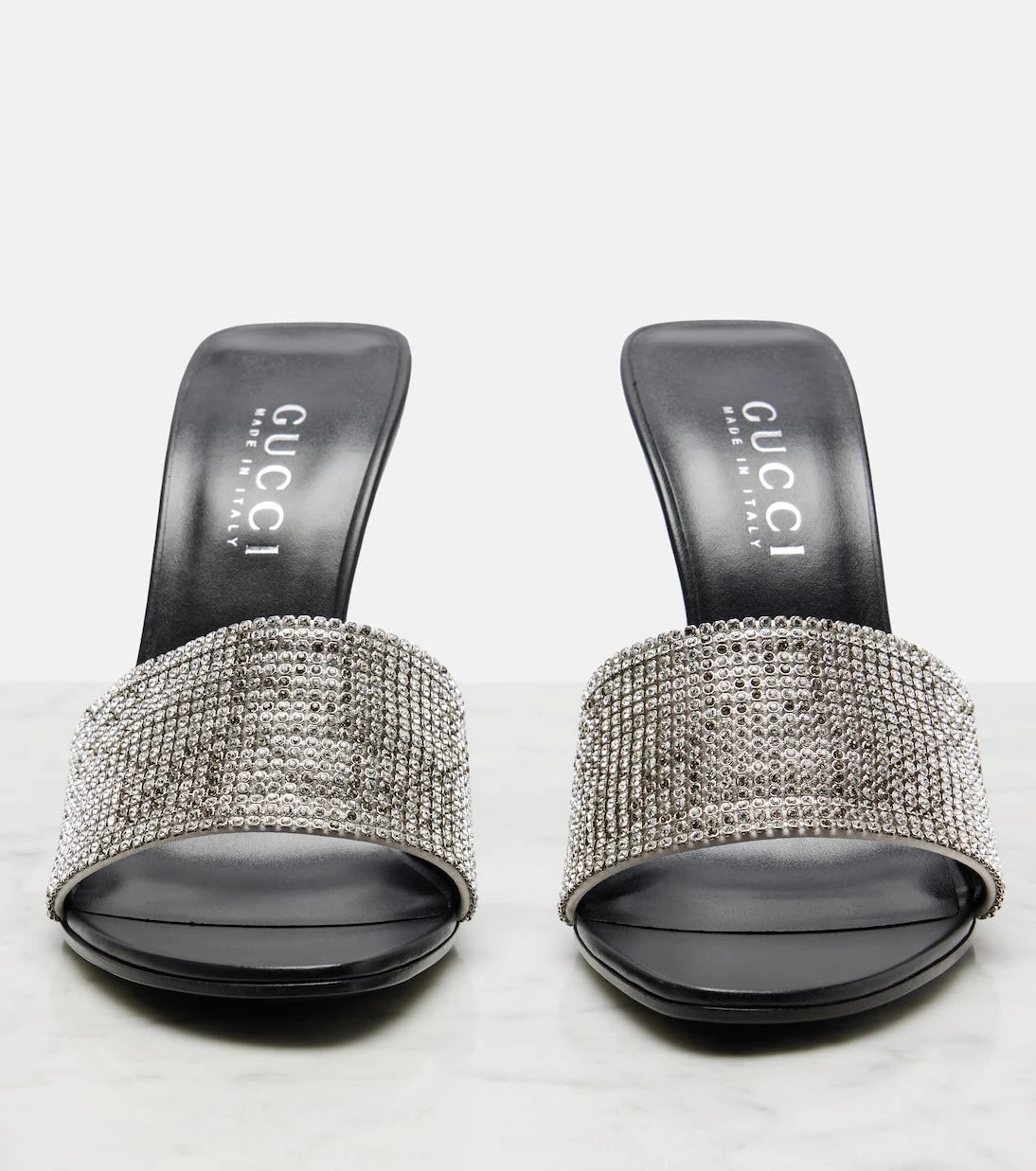Gucci - Bombshell 120 embellished satin mules