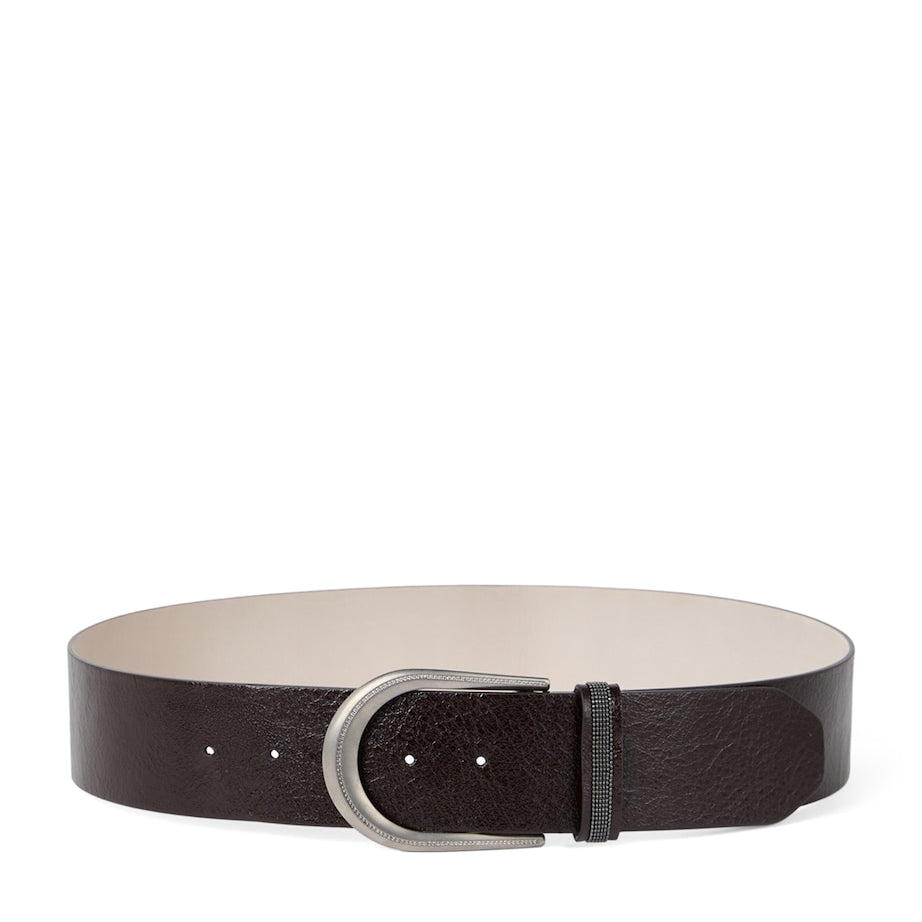 Brunello Cucinelli Brown Leather Embellished Belt