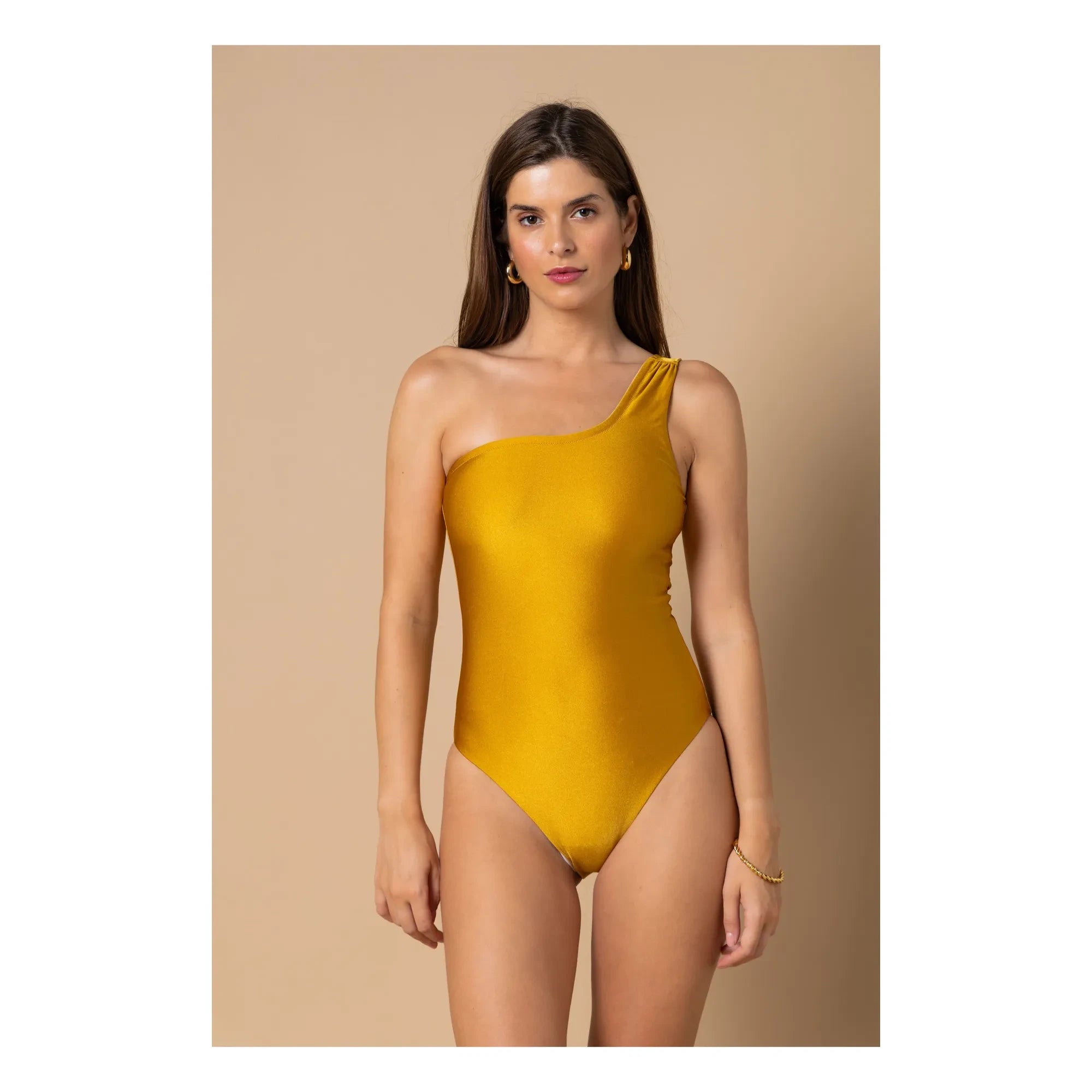 Alma Deia - Ava Asymmetrical 1-Piece Swimsuit | Gold