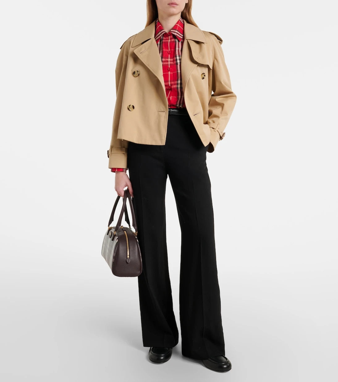 Burberry - Burberry Check peplum cotton shirt