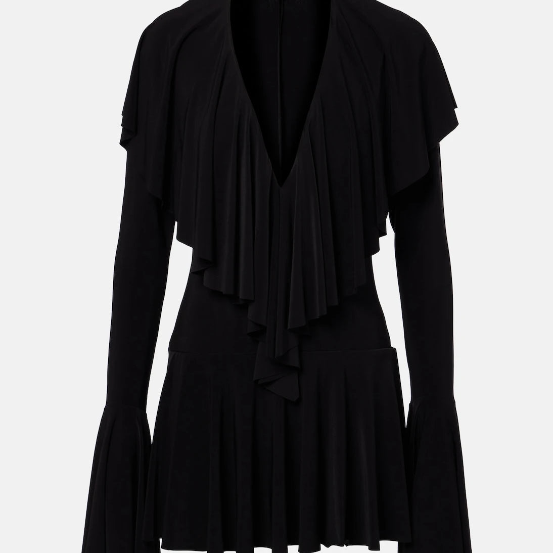 Norma Kamali - Ruffled jersey bodysuit dress