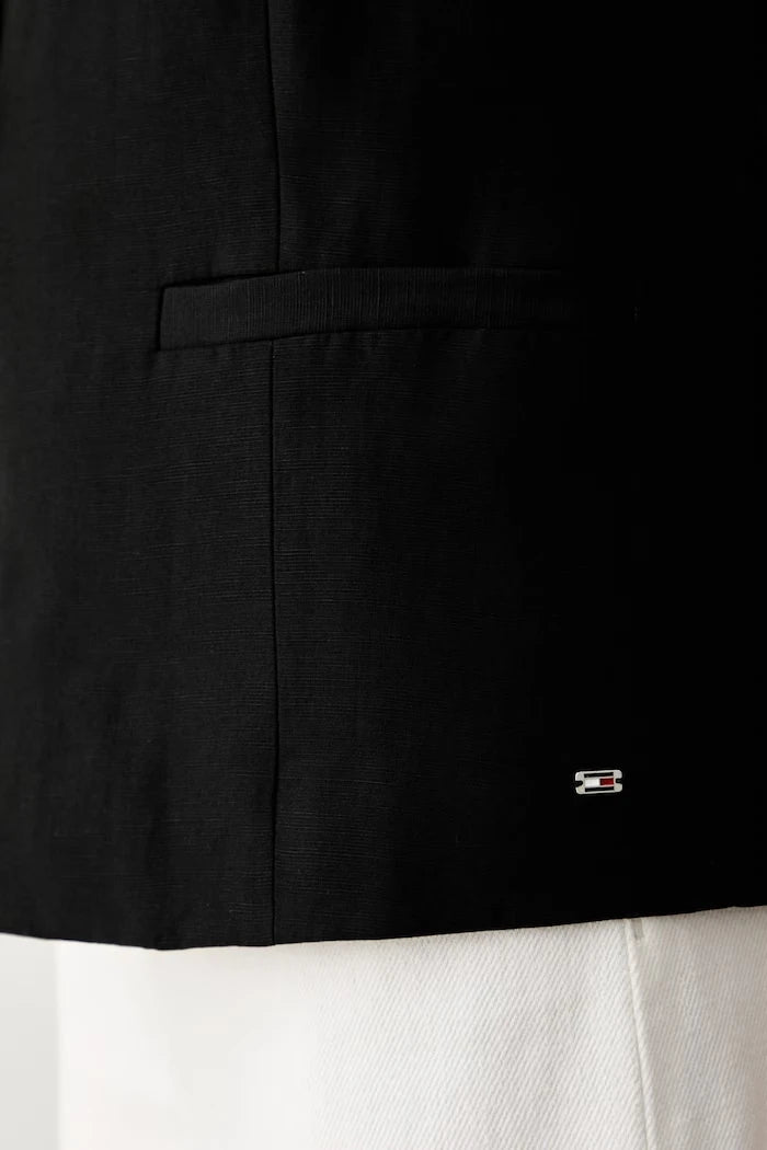 Tommy Hilfiger tek düğmeli kadın yelek, keten karışımlı