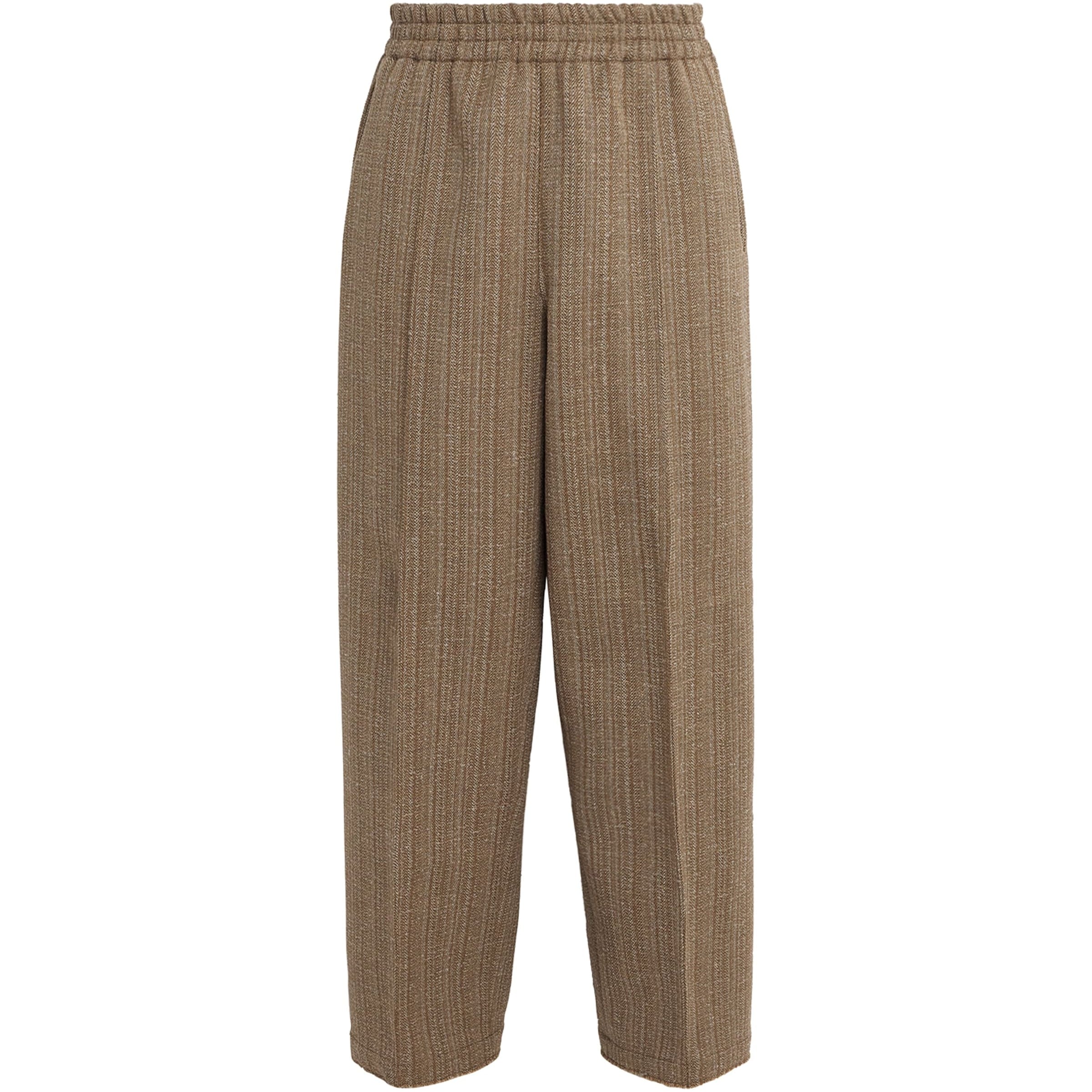 AMI Paris Wool-Blend Elasticated Wide-Leg Trousers