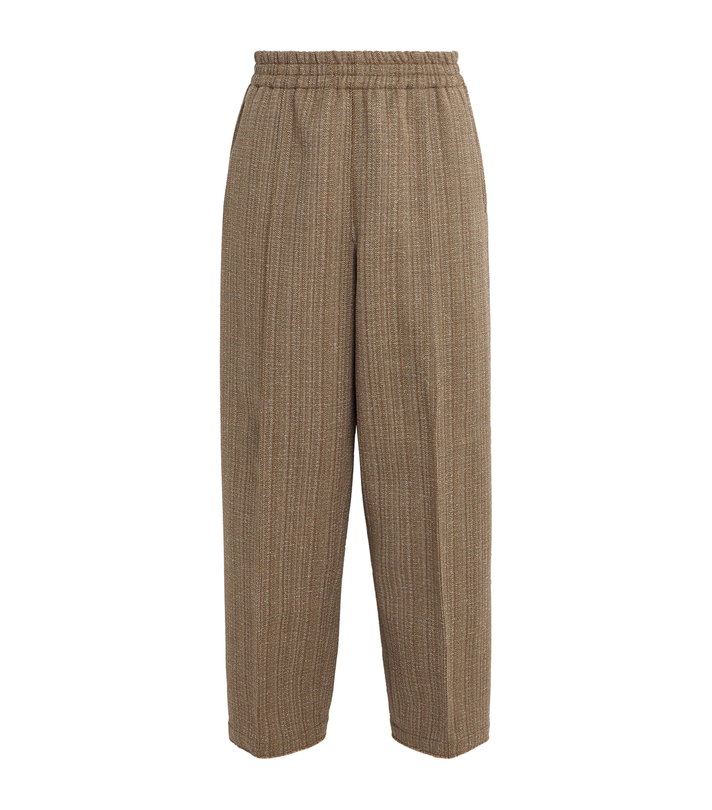 AMI Paris Wool-Blend Elasticated Wide-Leg Trousers