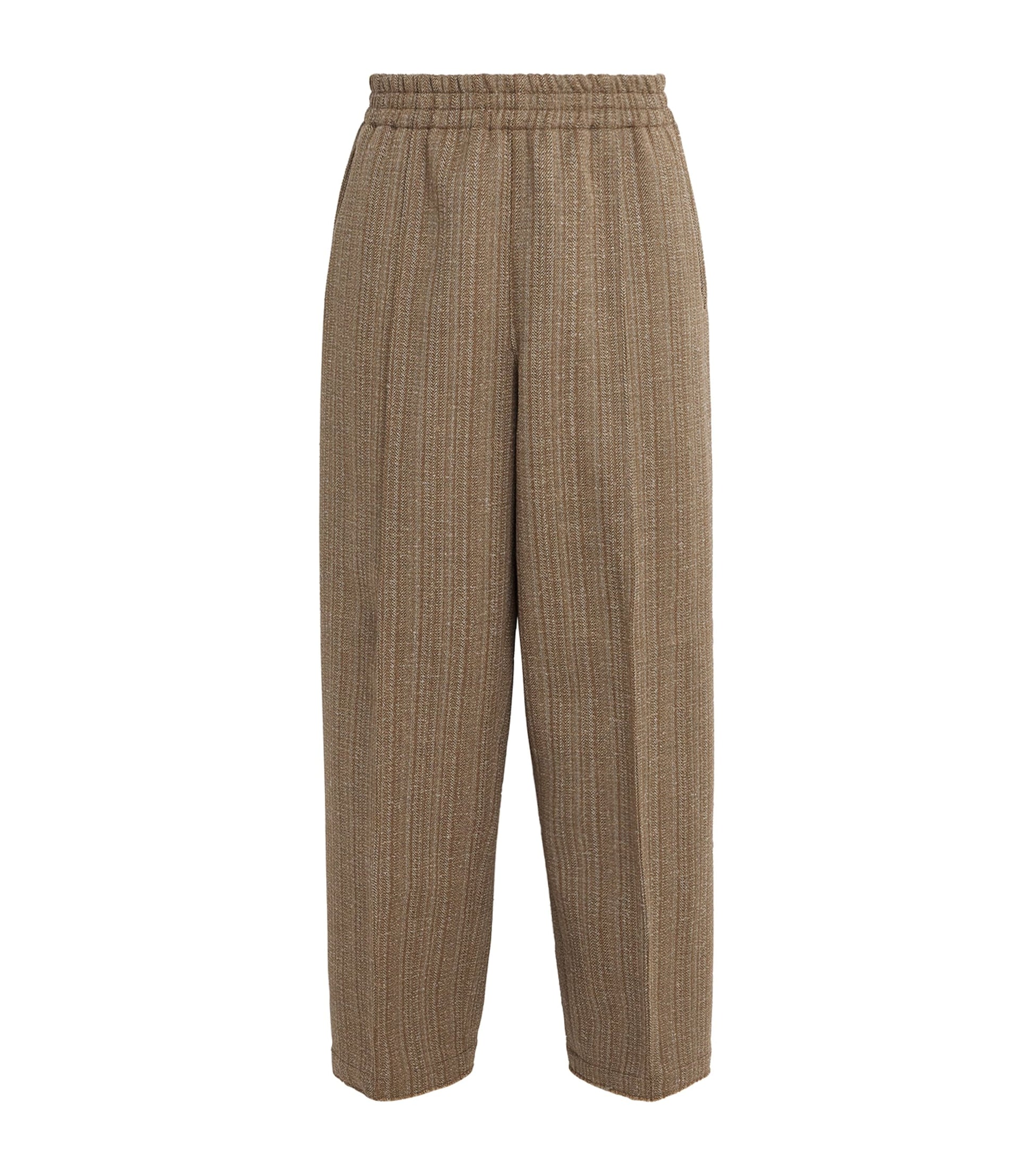 AMI Paris Wool-Blend Elasticated Wide-Leg Trousers
