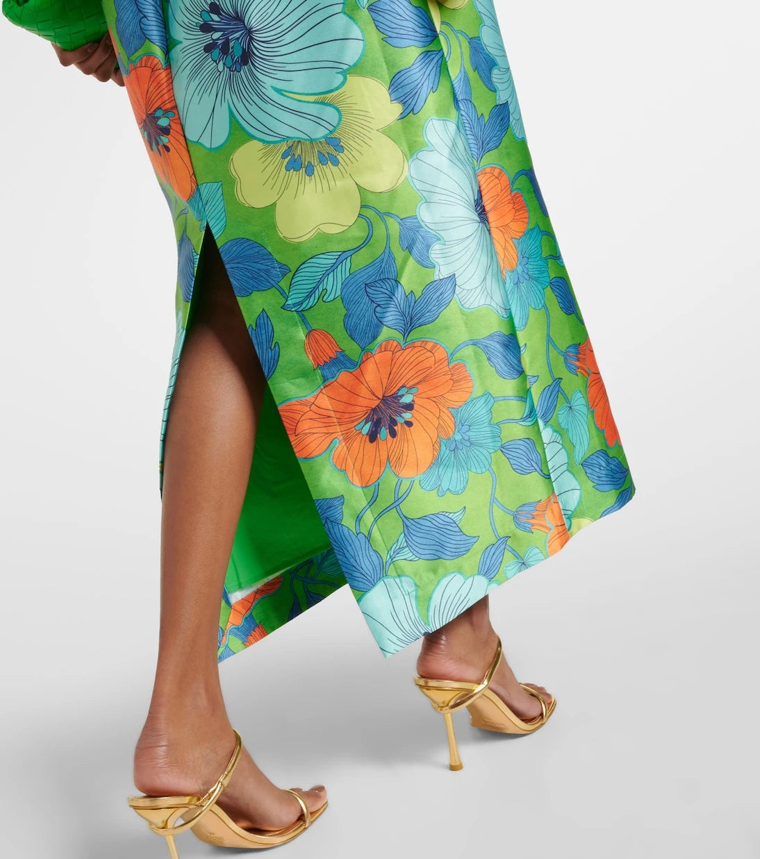 Alémais - Floral ruffled satin midi dress