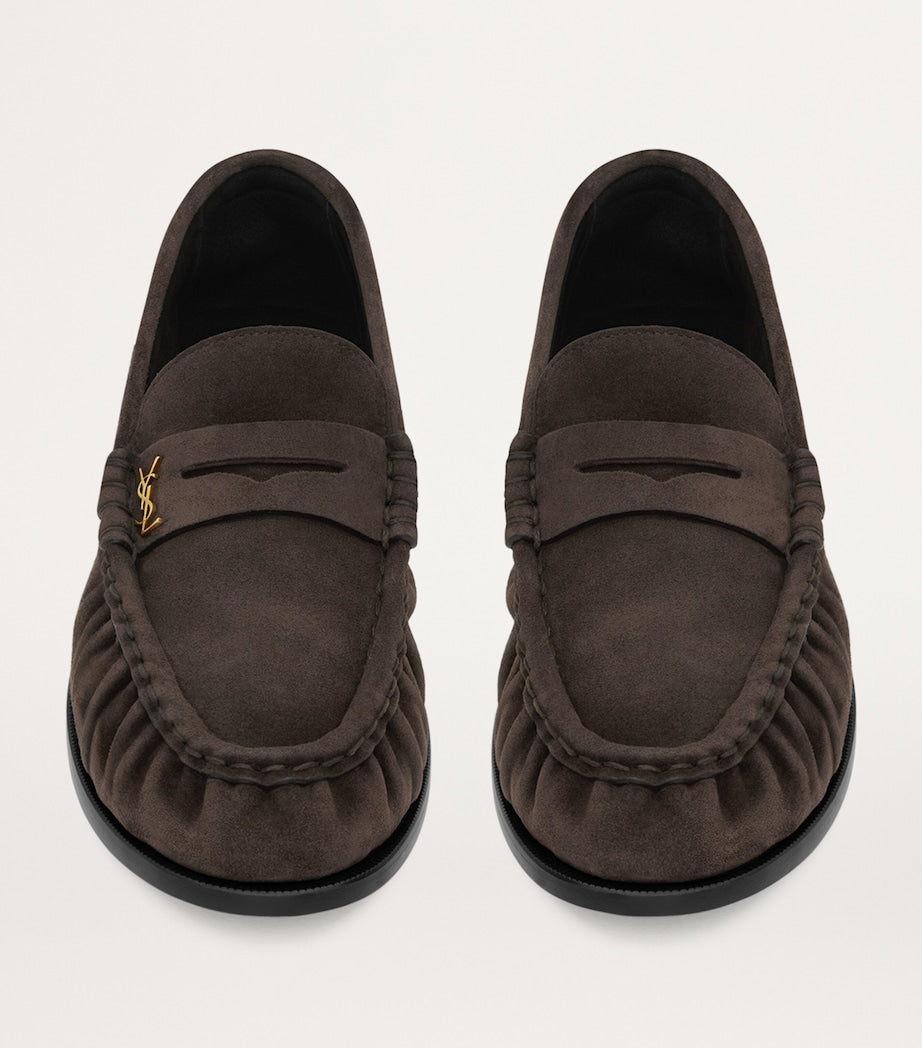 Saint Laurent Burgundy Suede Le Loafers
