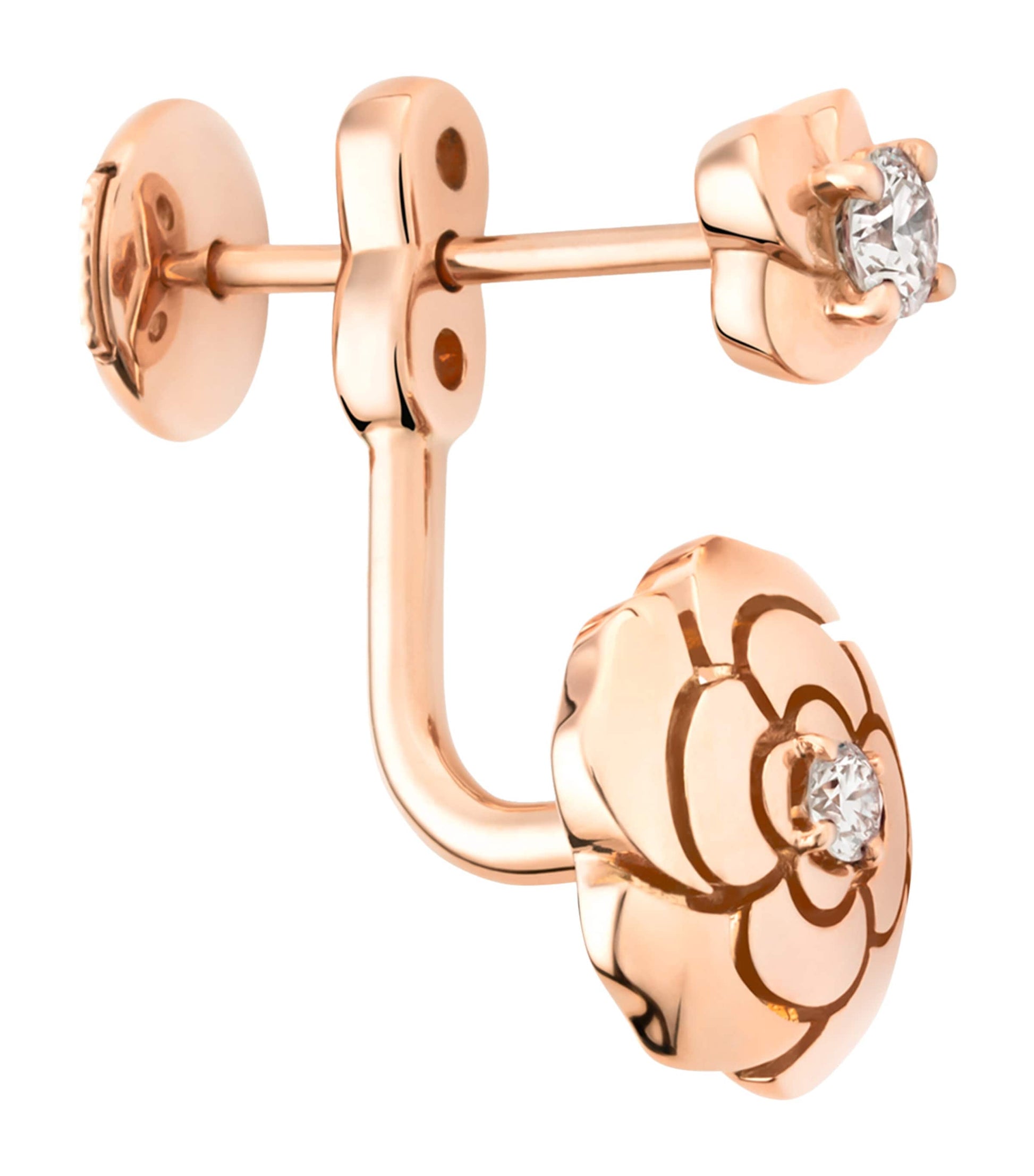CHANEL Rose Gold and Diamond Camélia Single Earring