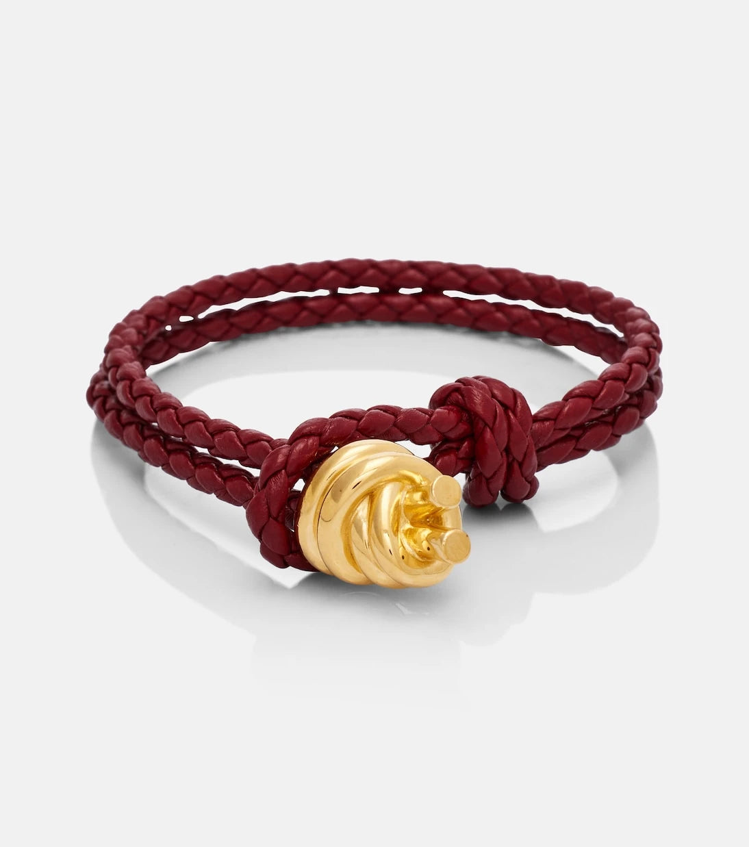 Bottega Veneta - Knot braided leather and sterling silver bracelet