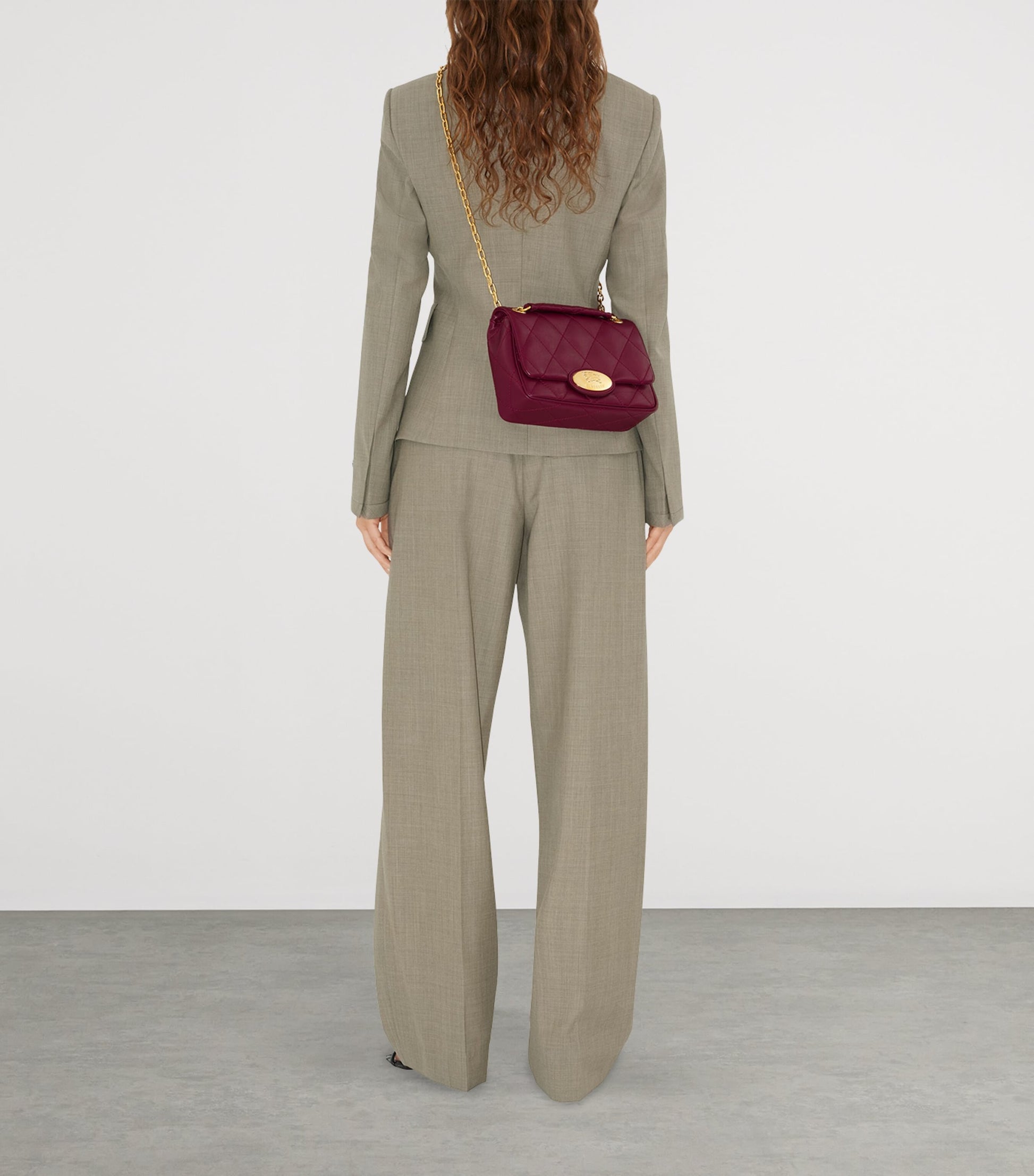 Burgundy Small Calfskin Strand Shoulder Bag