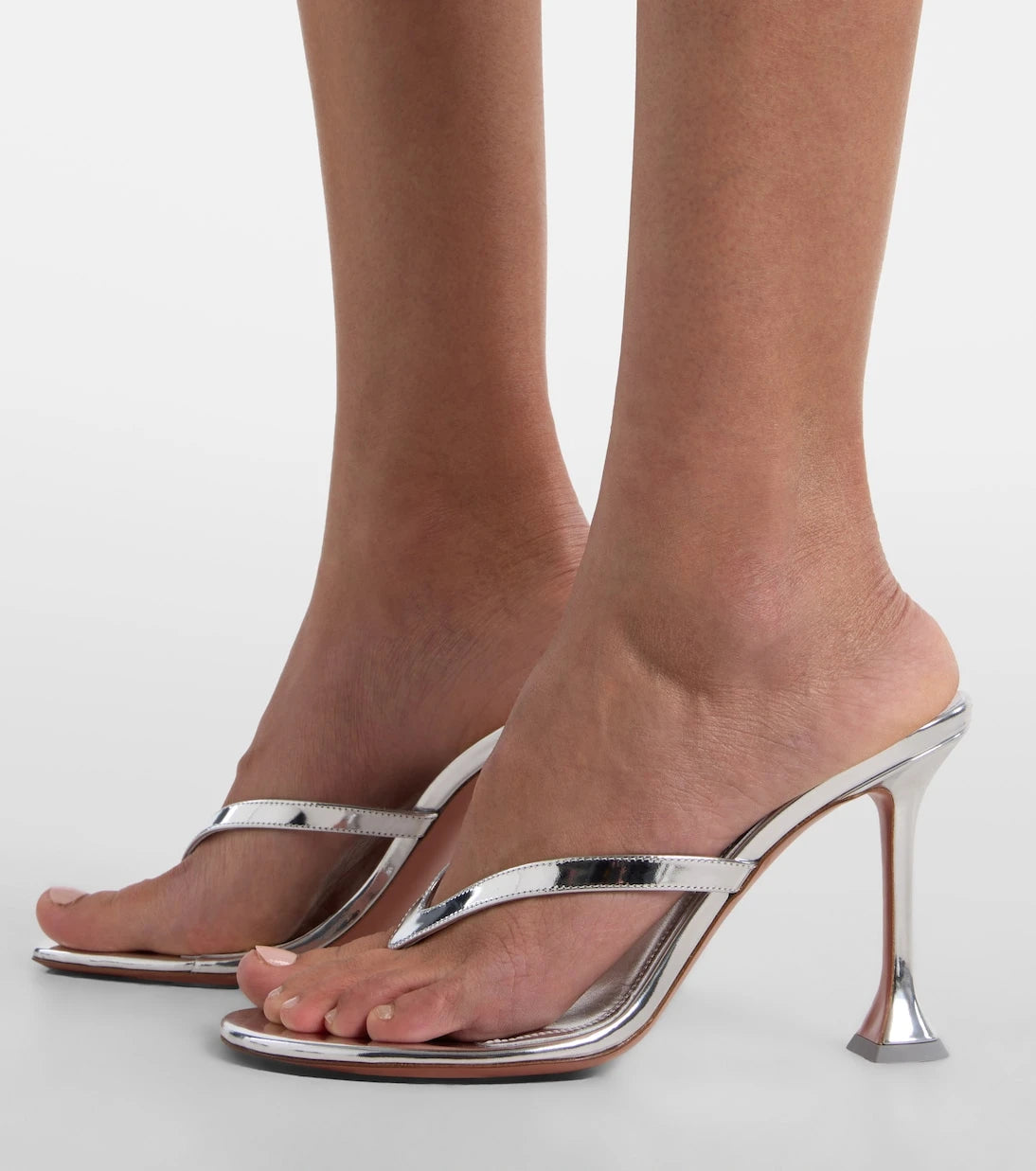 Amina Muaddi - Juliette mirrored leather thong sandals