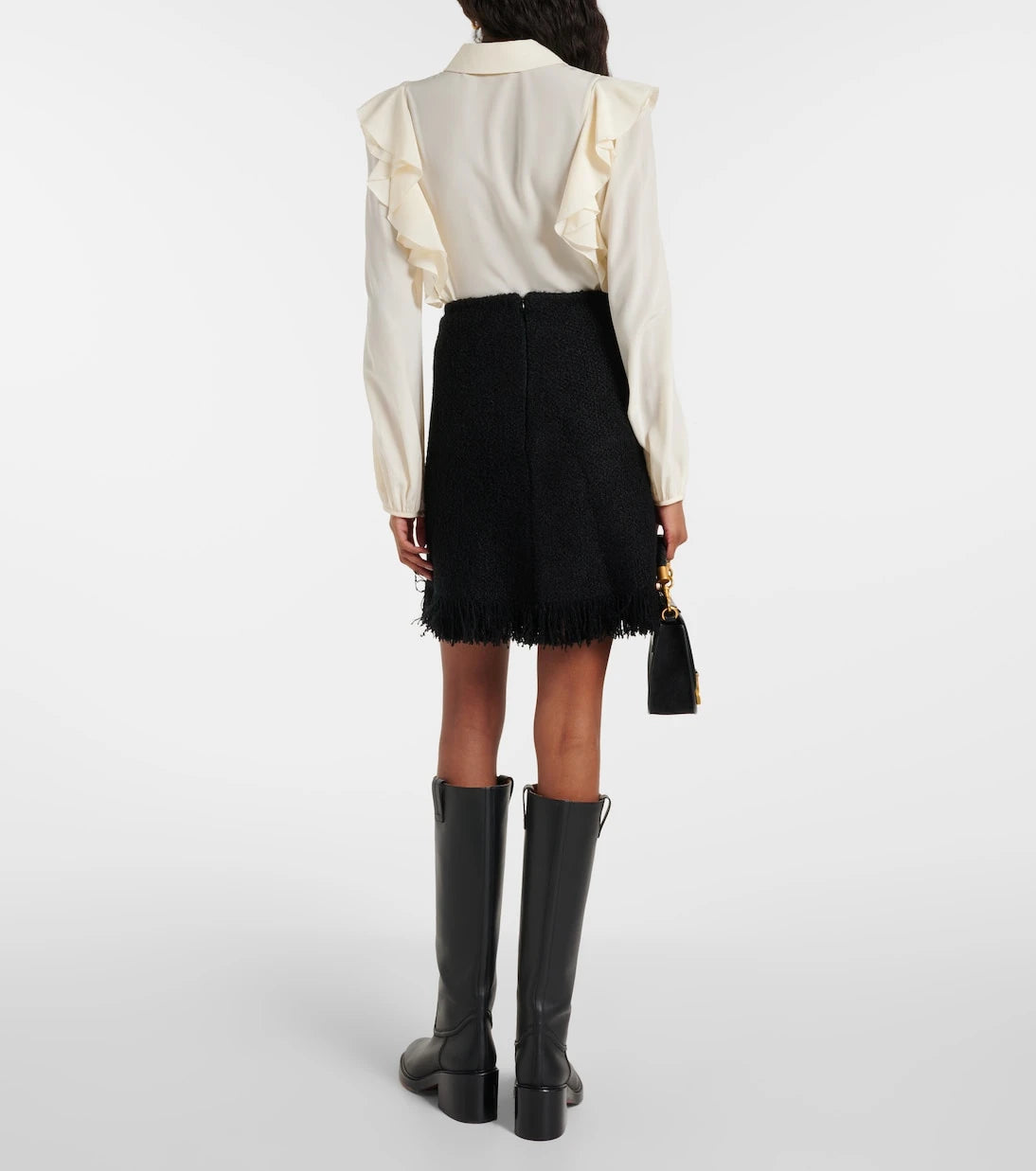 Chloé - High-rise fringed wool-blend miniskirt