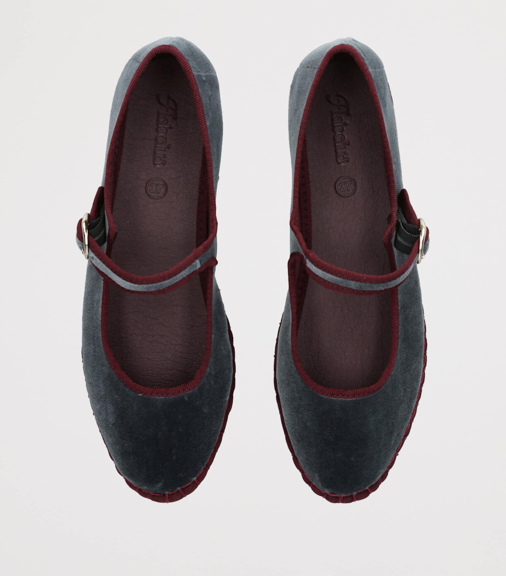 Flabelus Grey Velvet Georgina Mary Janes