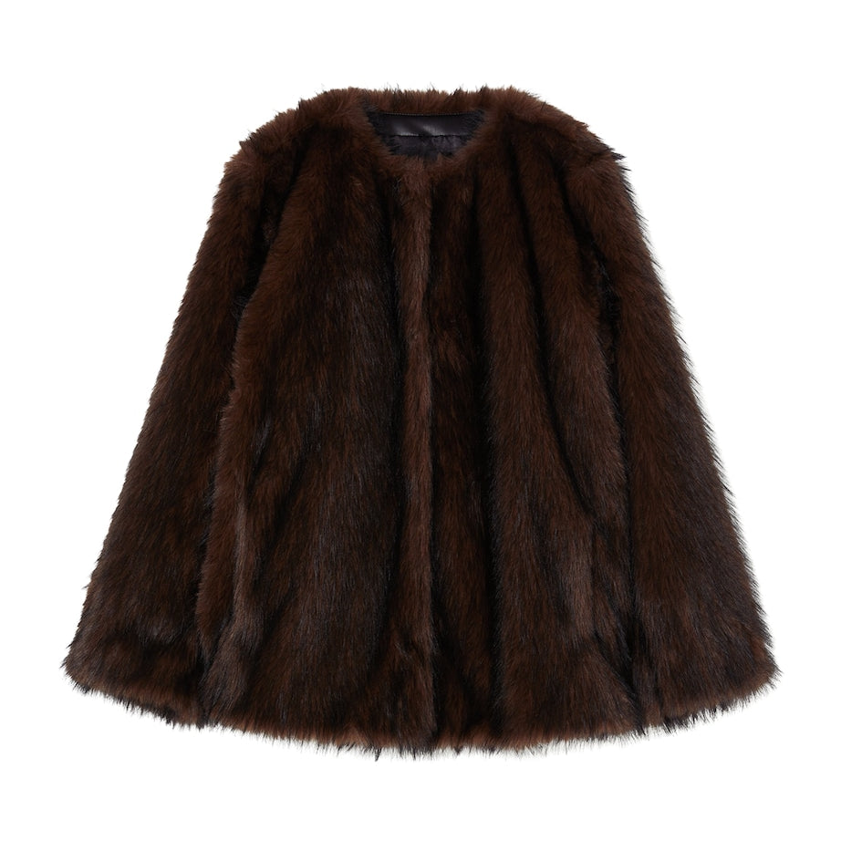 Marina Rinaldi Brown Faux Fur Coat