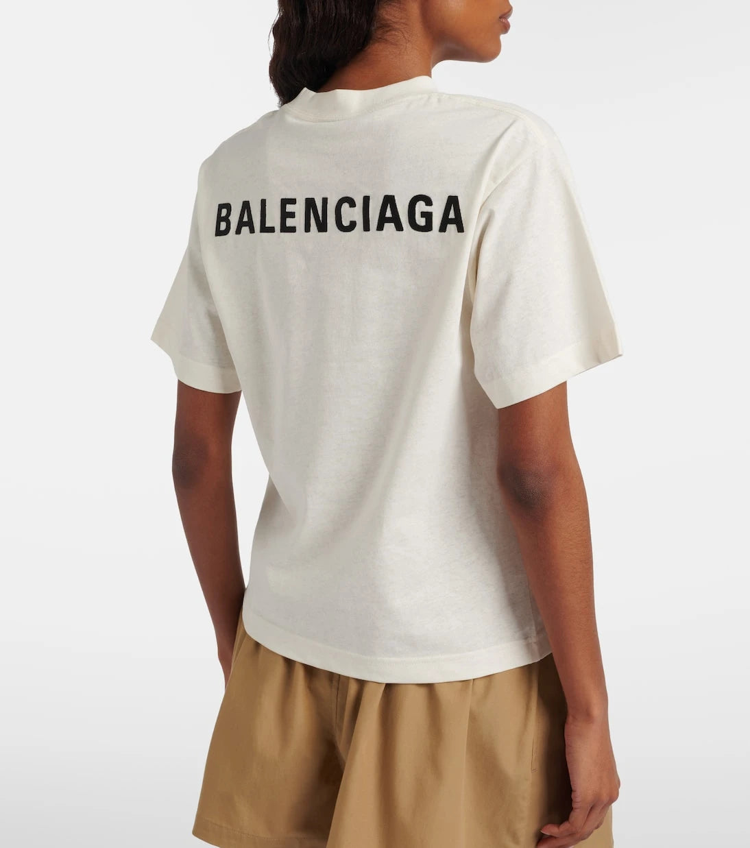 Balenciaga - Logo embroidered cotton jersey T-shirt