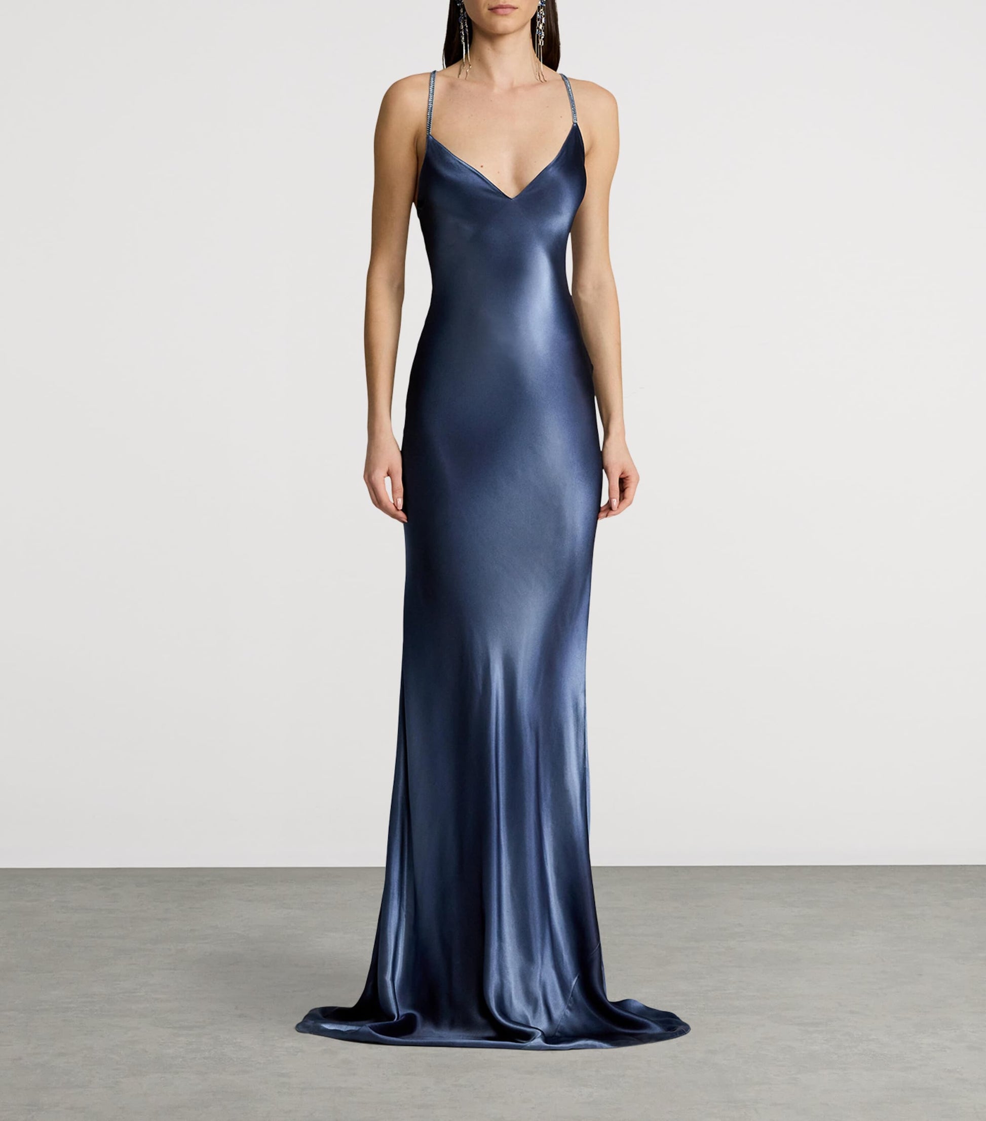 Ralph Lauren Collection Blue Satin Maxi Dress
