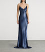 Blue Satin Maxi Dress