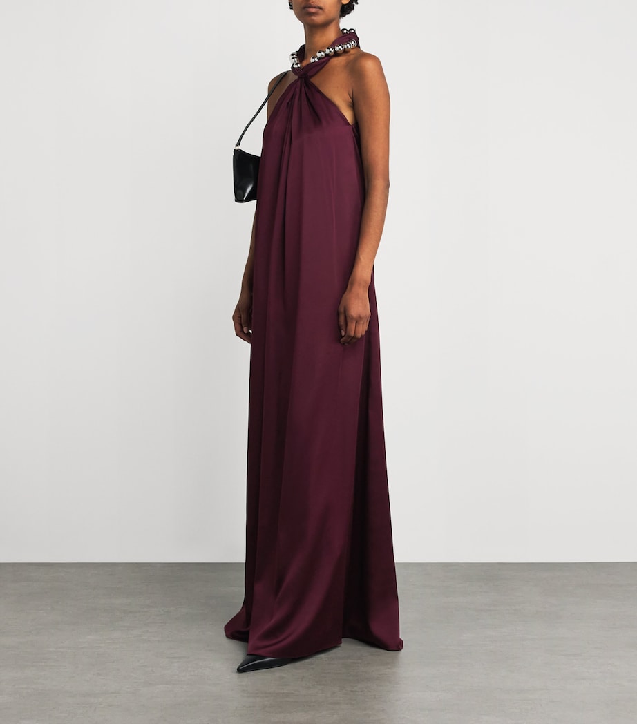 Stella McCartney Burgundy Satin Halterneck Gown