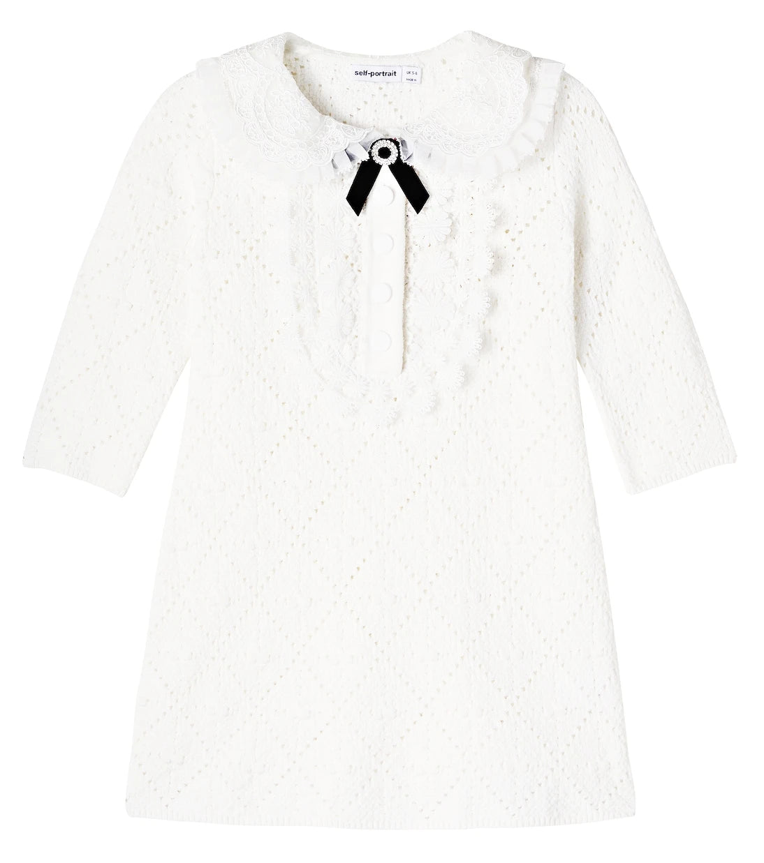 Self-Portrait Kids - Lacee-trimmed pointelle dress