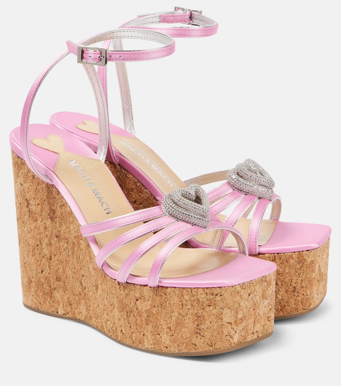 Mach & Mach - Double Heart satin sandals
