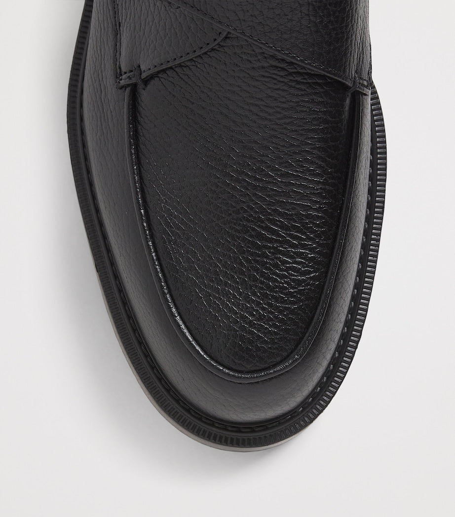Pebbled Leather Monk-Strap Shoes