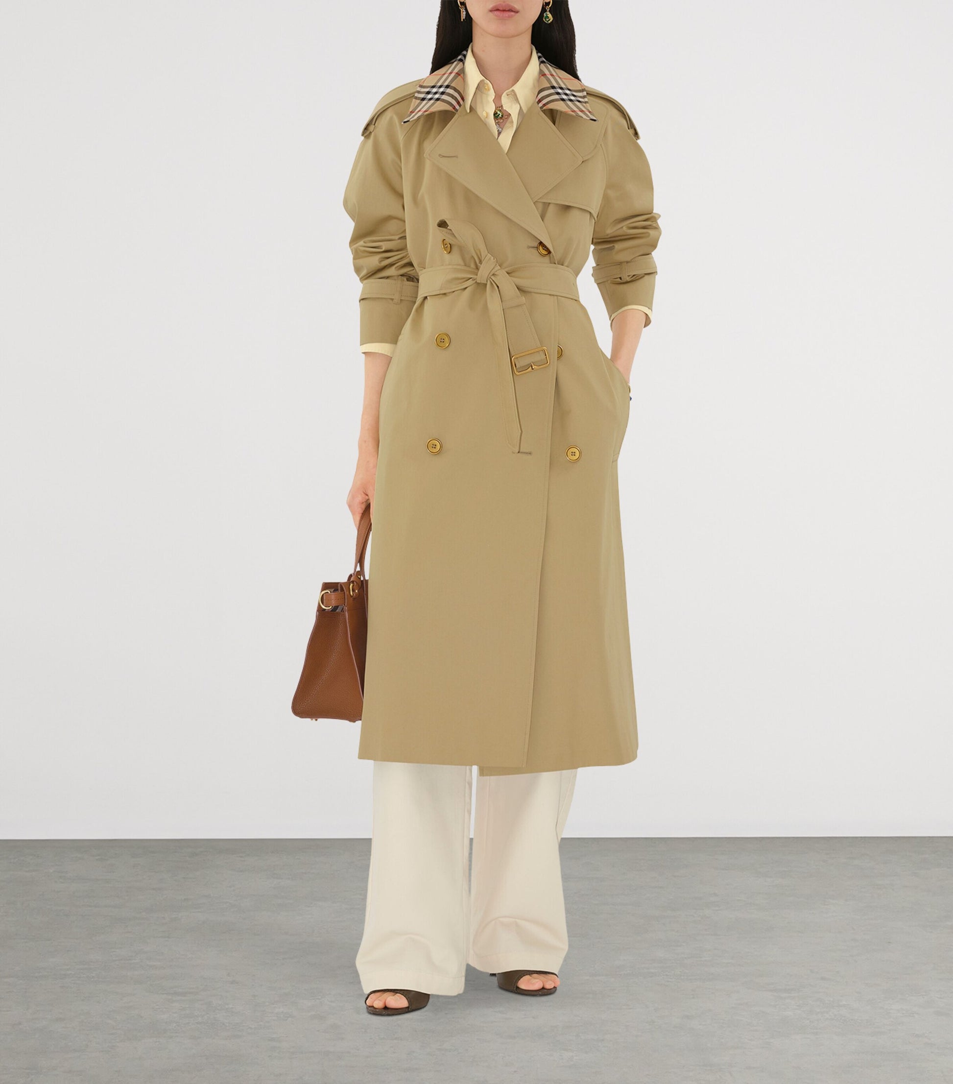 Burberry Beige Long Castleford Trench Coat