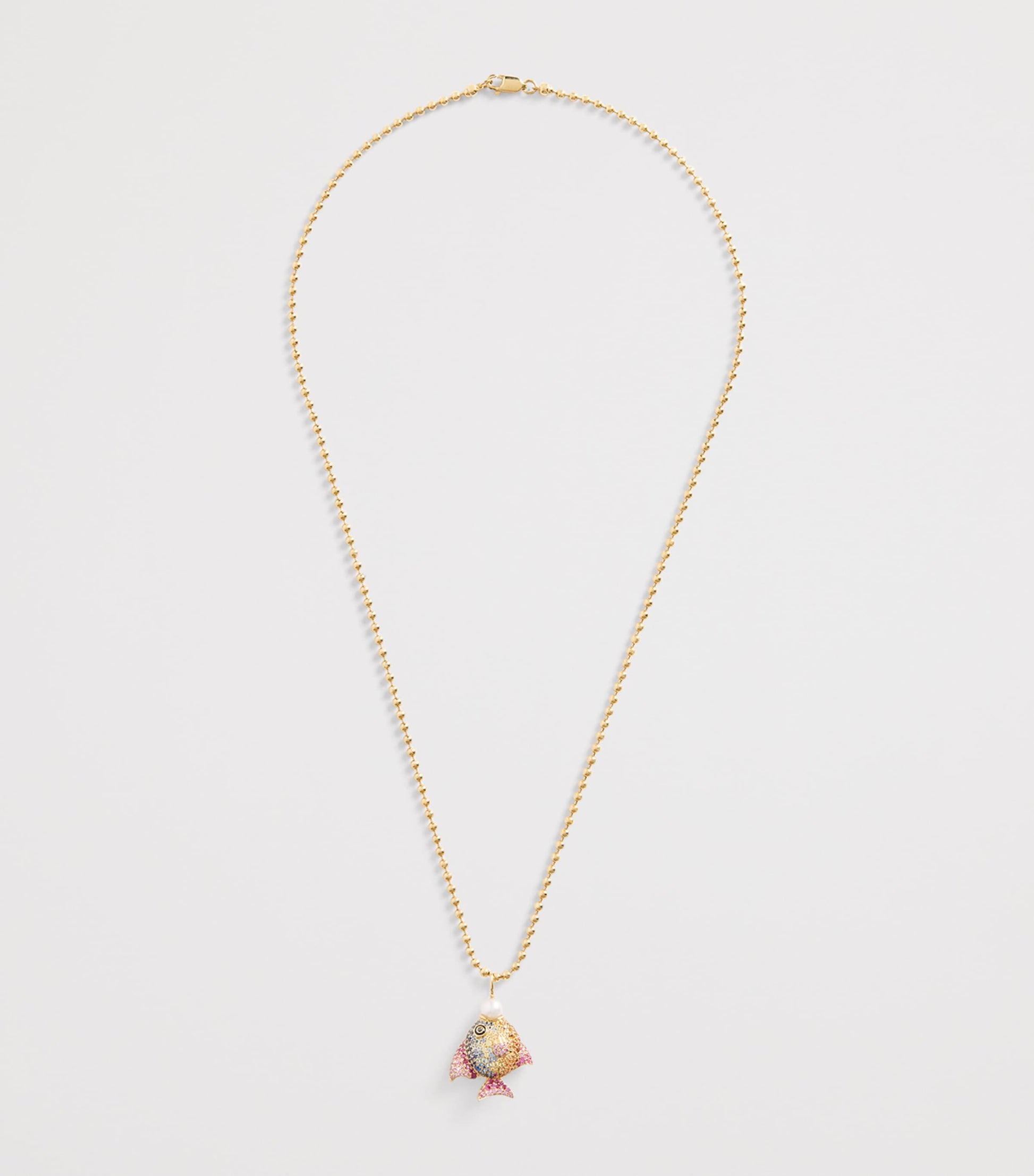 Emily P. Wheeler Yellow Gold and Mixed Gemstone Rainbow Fish Necklace