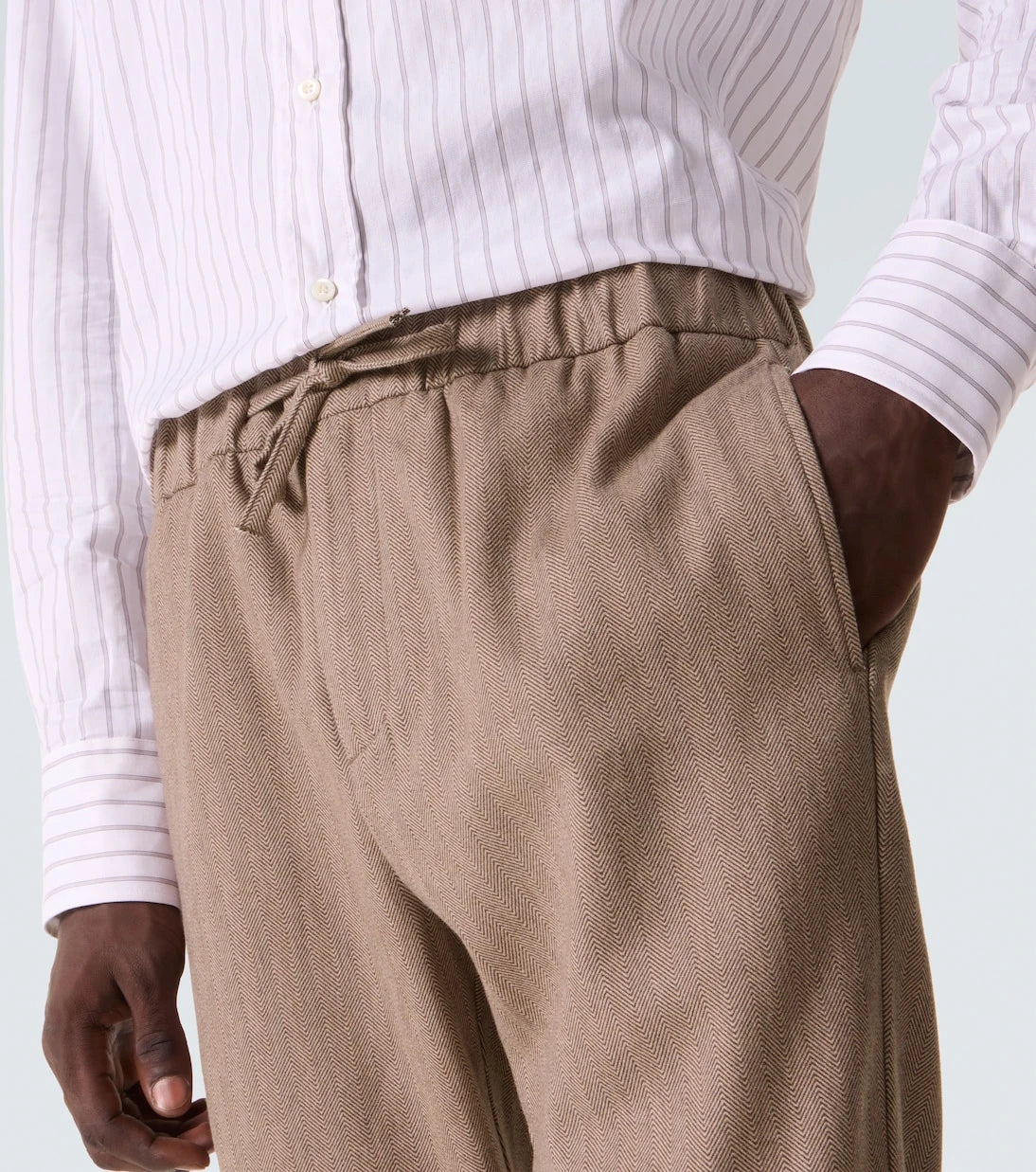 Frescobol Carioca - Oscar herringbone cotton-blend straight pants