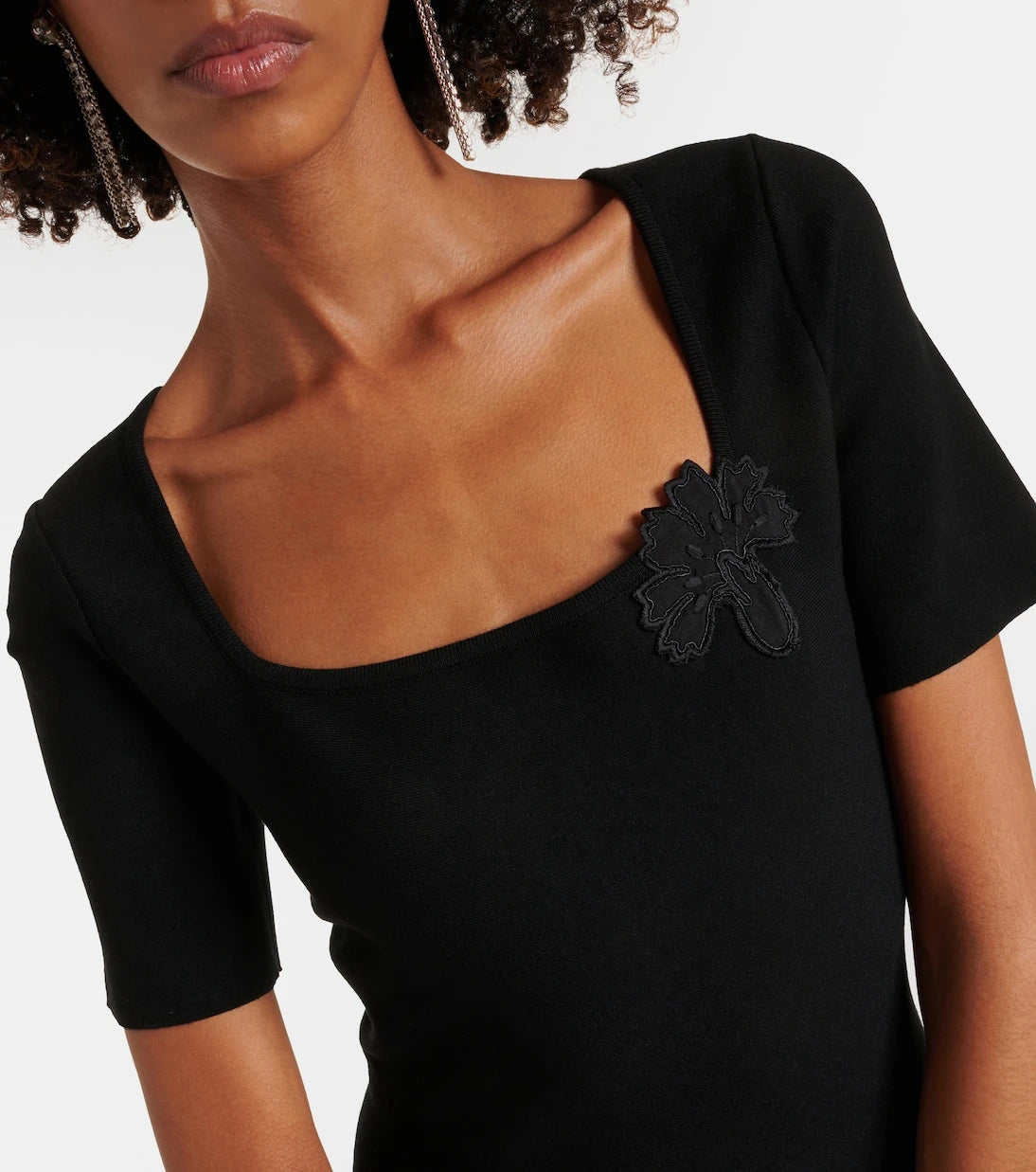 Oscar de la Renta - Lace-trimmed knitted minidress