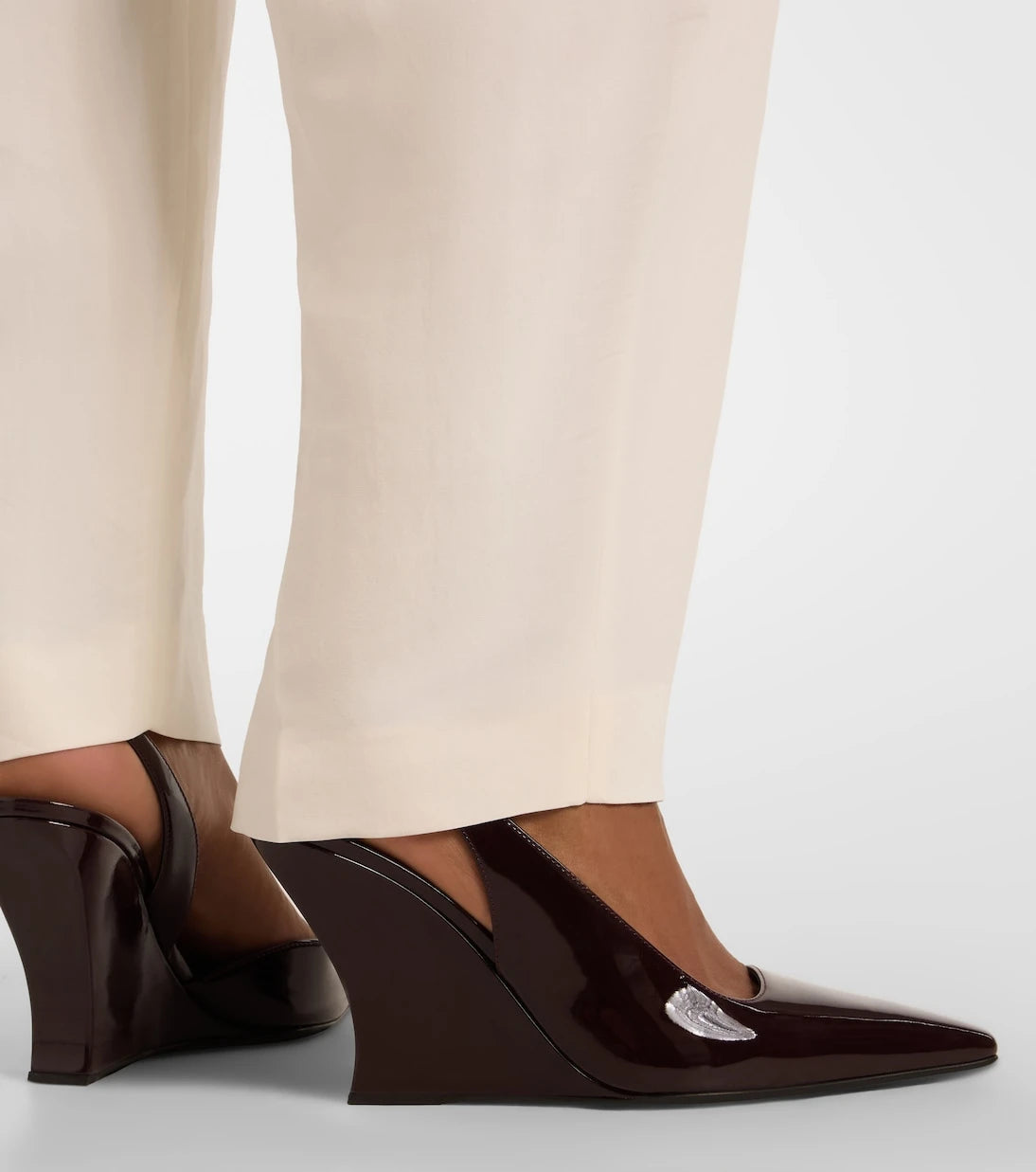 Alaïa - Patent leather wedge slingback pumps