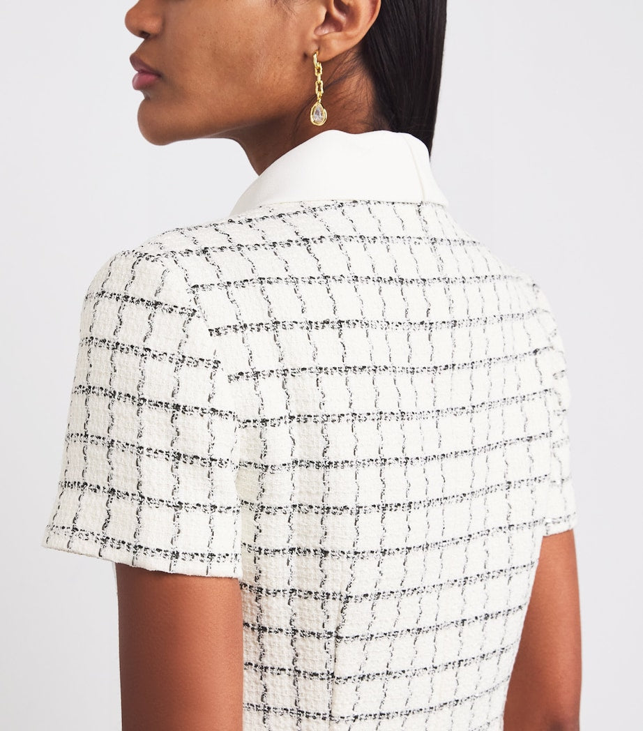 Self-Portrait Ivory Bouclé Check Mini Dress