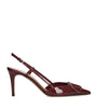 Valentino Garavani Burgundy Leather VLogo Slingback Pumps 80
