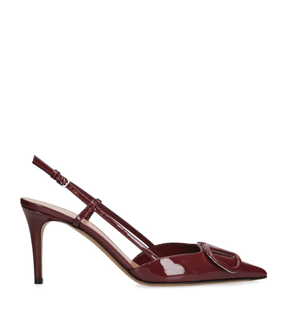 Valentino Garavani Burgundy Leather VLogo Slingback Pumps 80
