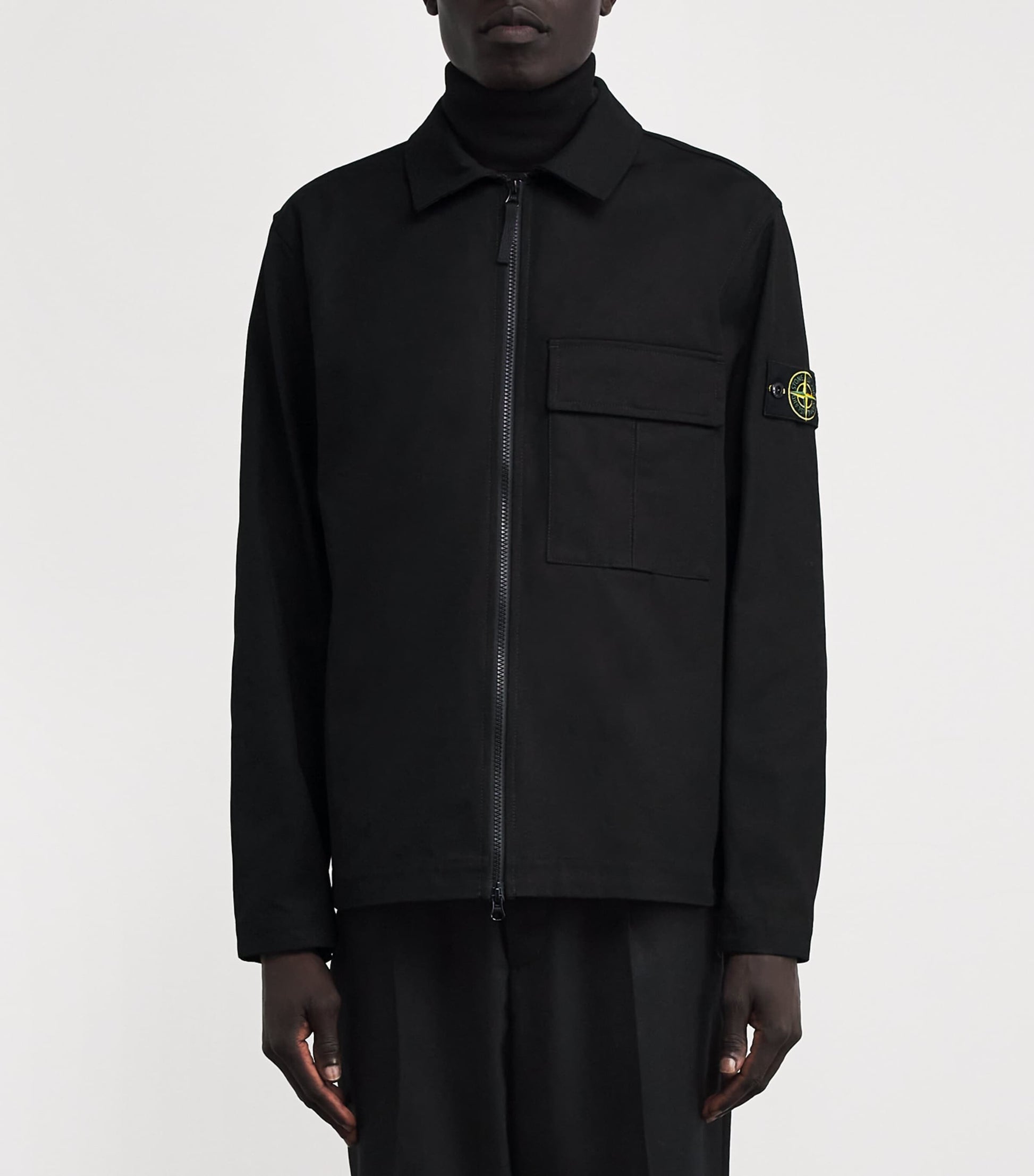 Stone Island Black Panama Cotton Overshirt