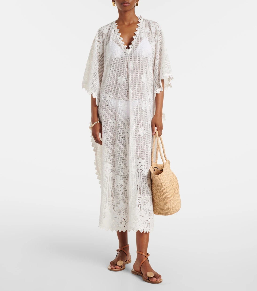 Melissa Odabash - Josephine ruffled cotton-blend kaftan