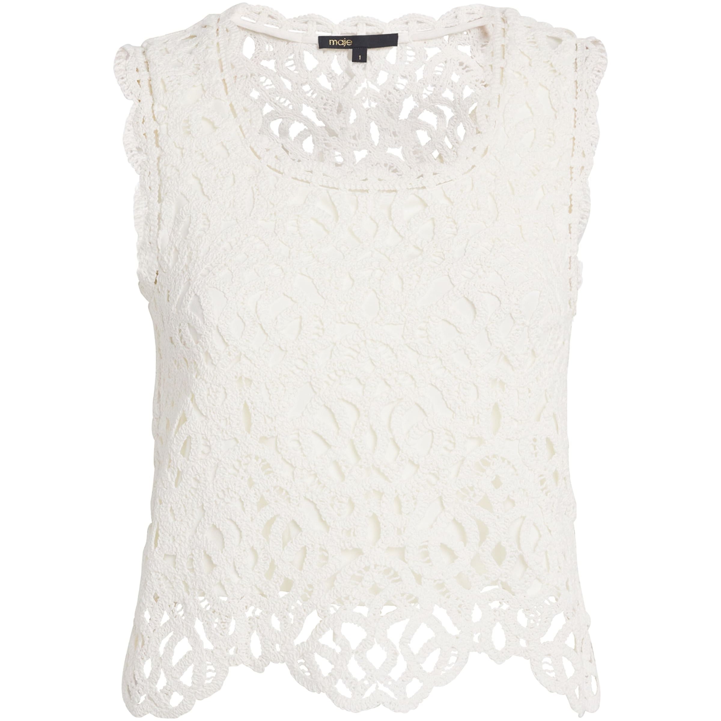 White Cotton Crochet Tank Top