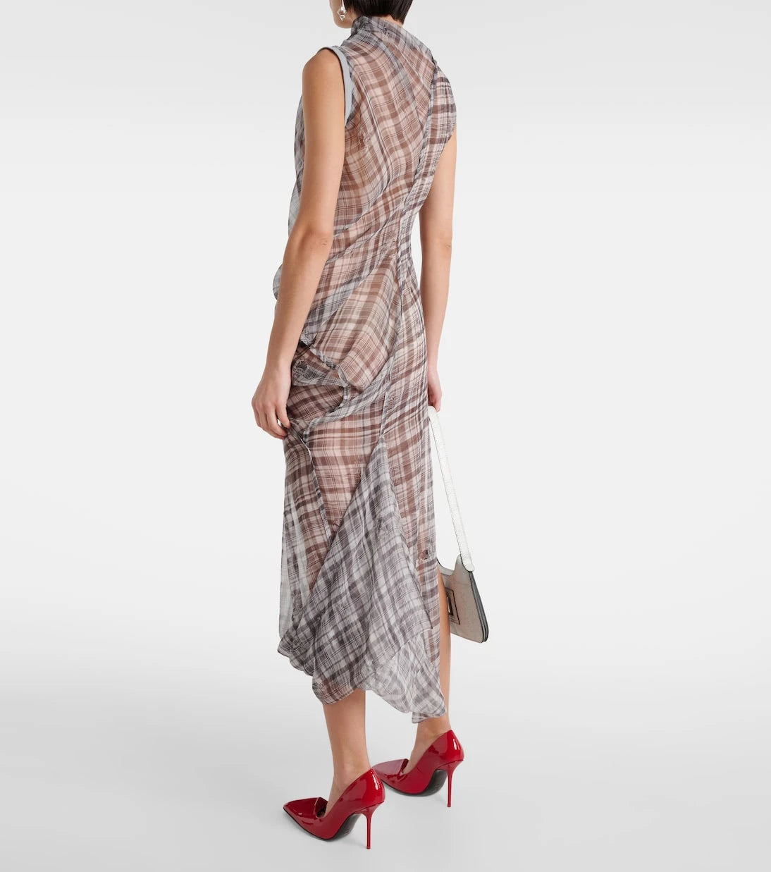 Acne Studios - Dsaam checked draped silk midi dress