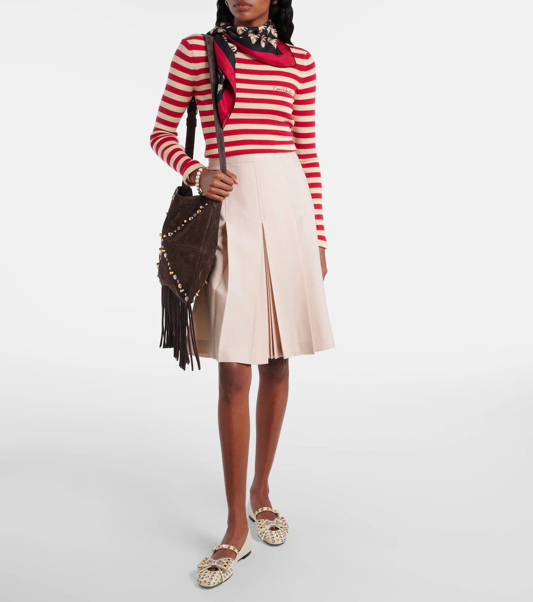 Valentino Garavani - Nellcôte embellished suede shoulder bag