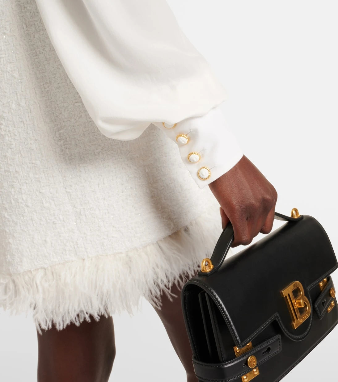 Balmain - Bow-detail cotton-blend tweed minidress