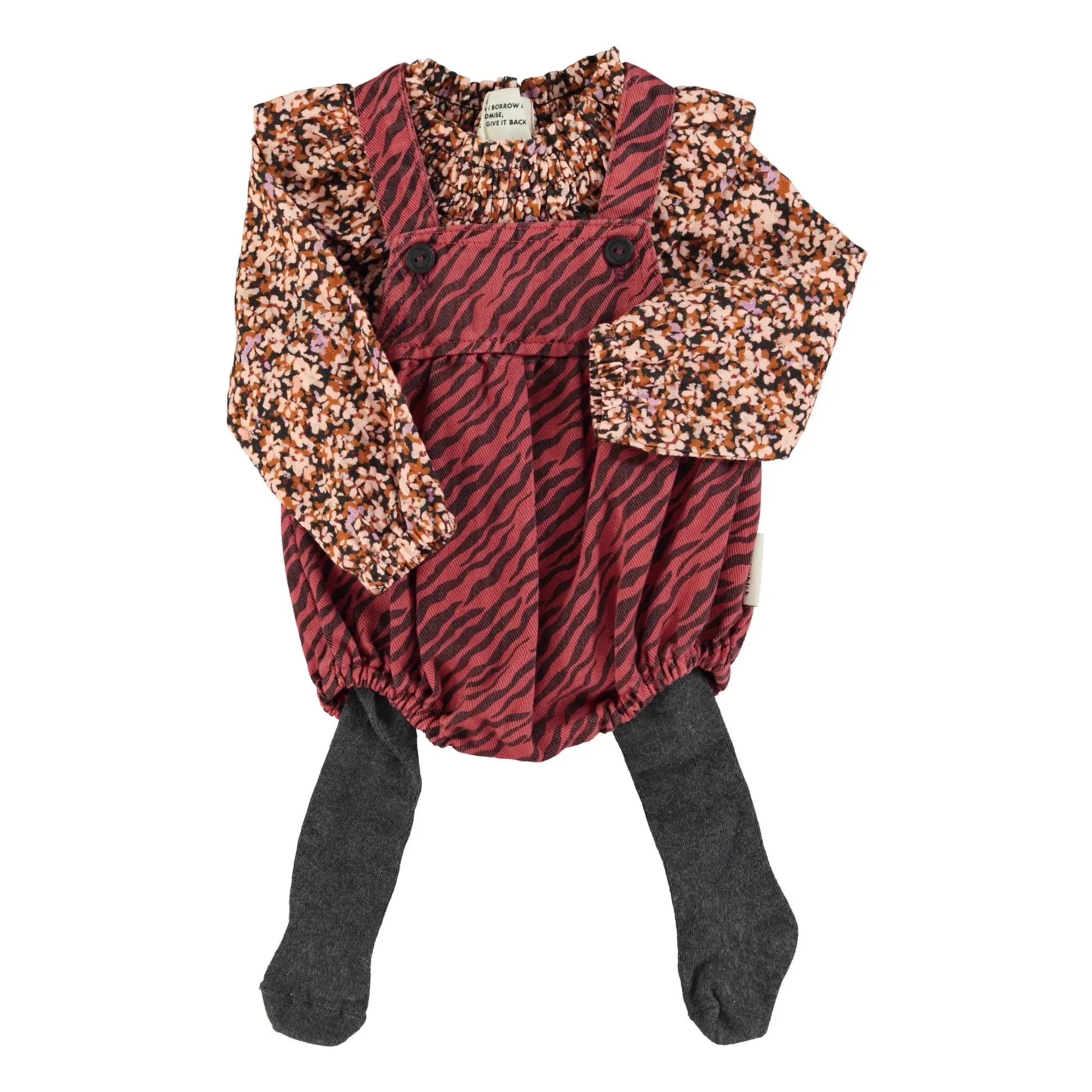Piupiuchick - Floral Claudine-neck romper | Black