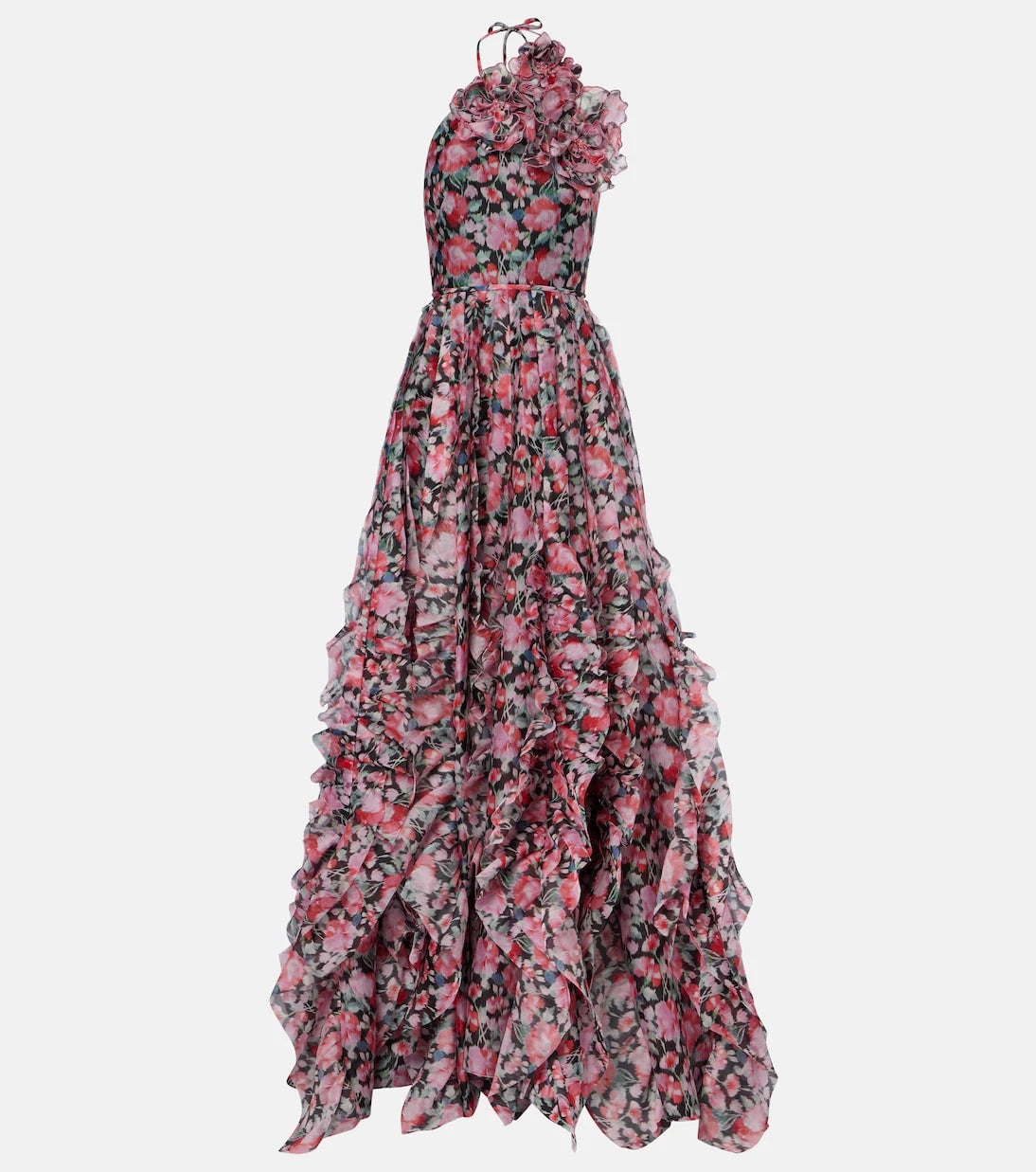 Carolina Herrera - Floral halterneck ruffled gown