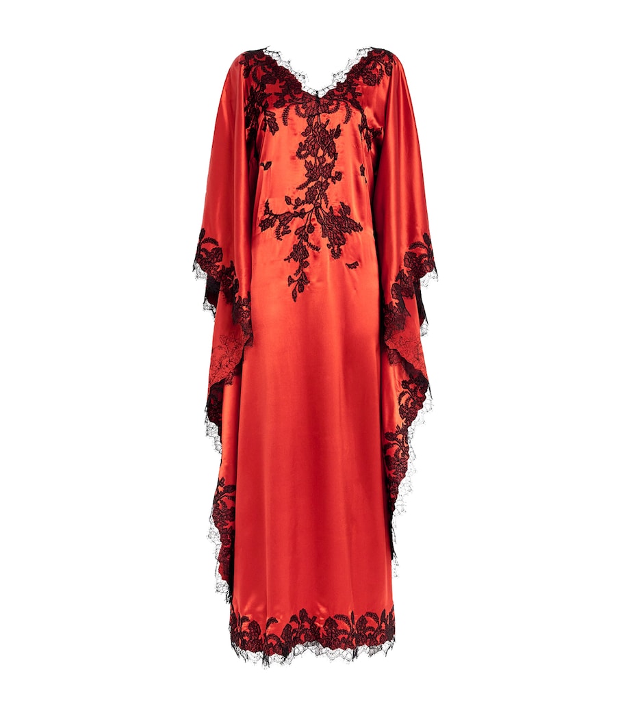 TORLOWEI Orange Silk Lace Tokoni Kaftan Nightdress