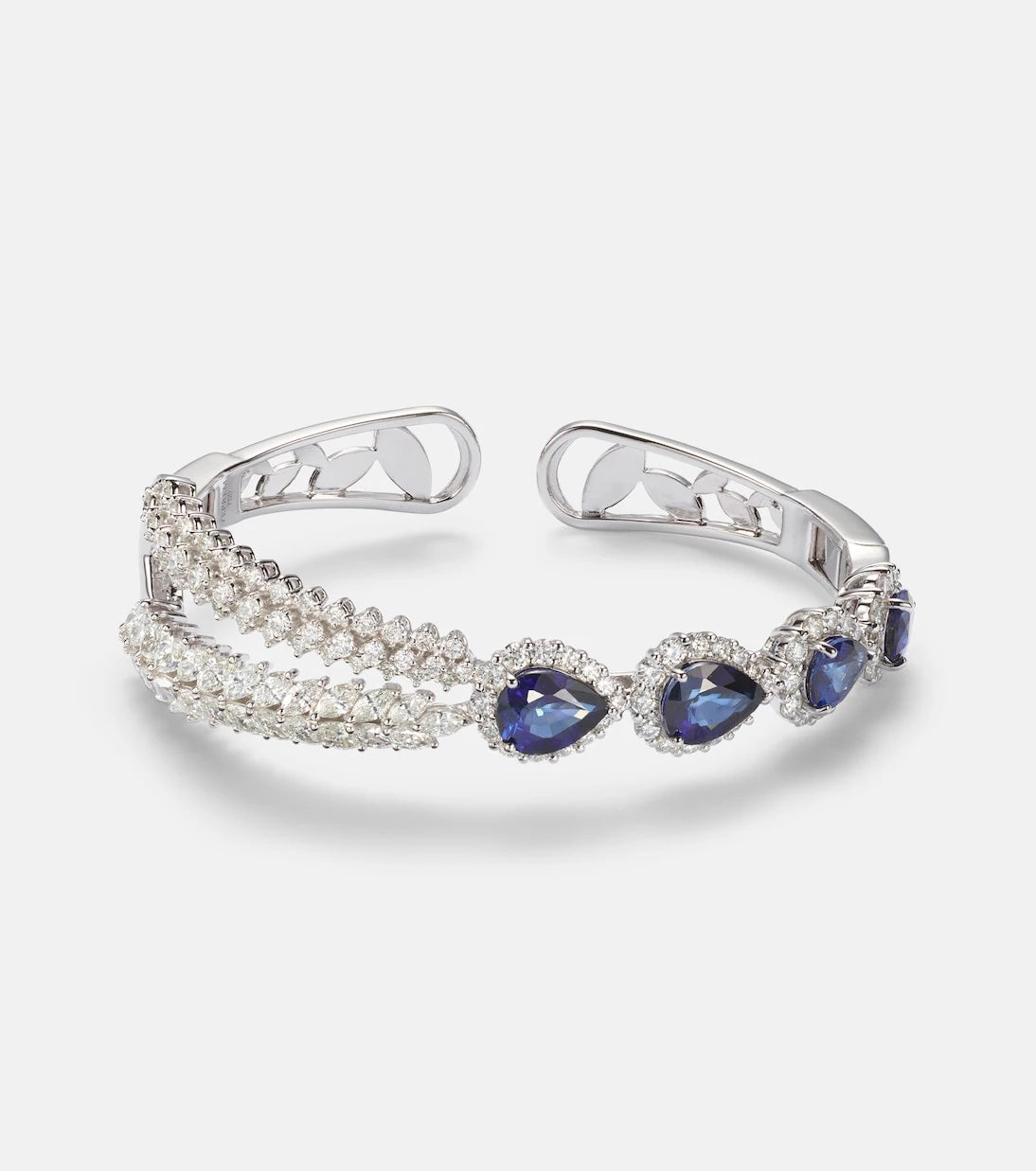 Yeprem - Reign Supreme 18kt white gold bangle with sapphires and diamonds