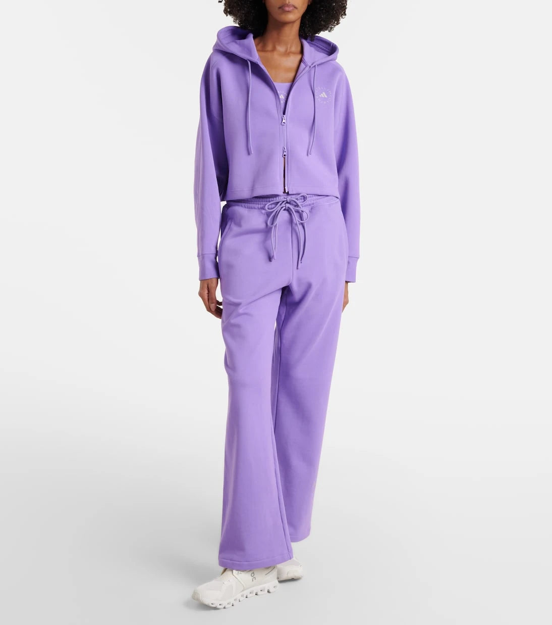 Adidas by Stella McCartney - Logolu crop pamuk karışımlı kapüşonlu üst