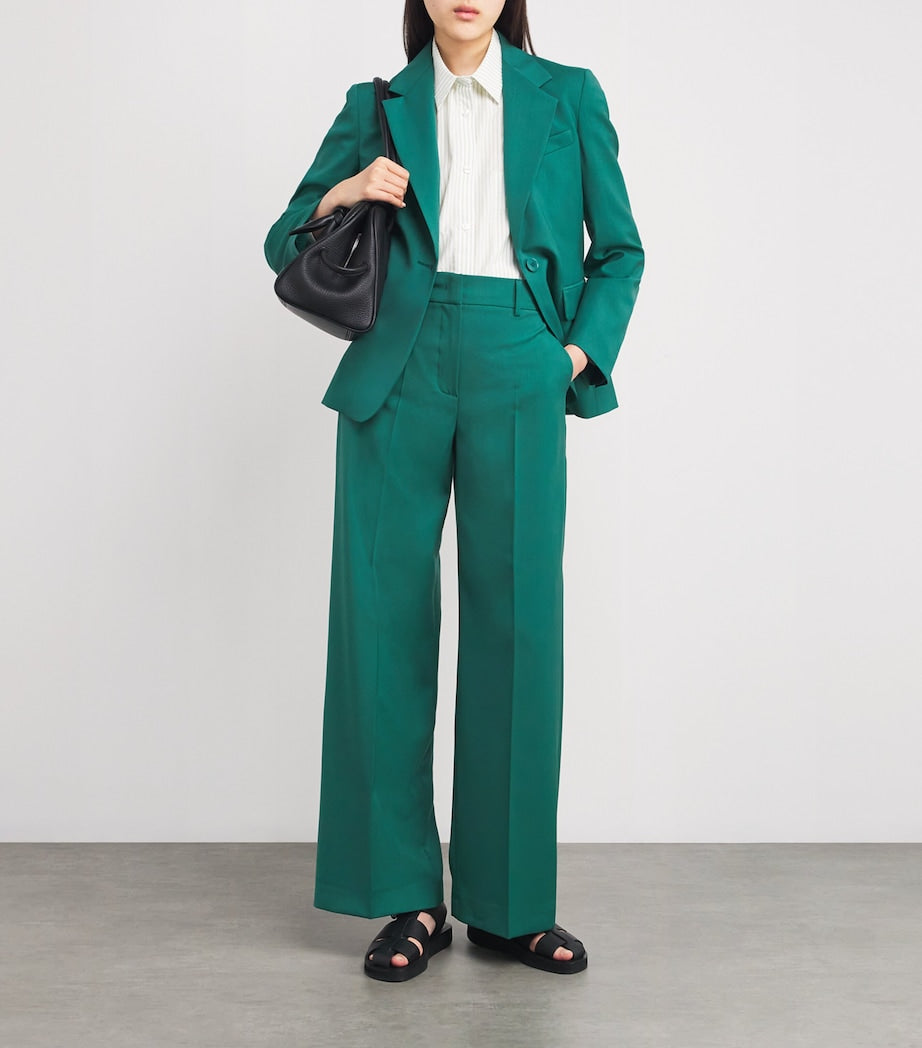Green Virgin Wool Tailored Trousers
