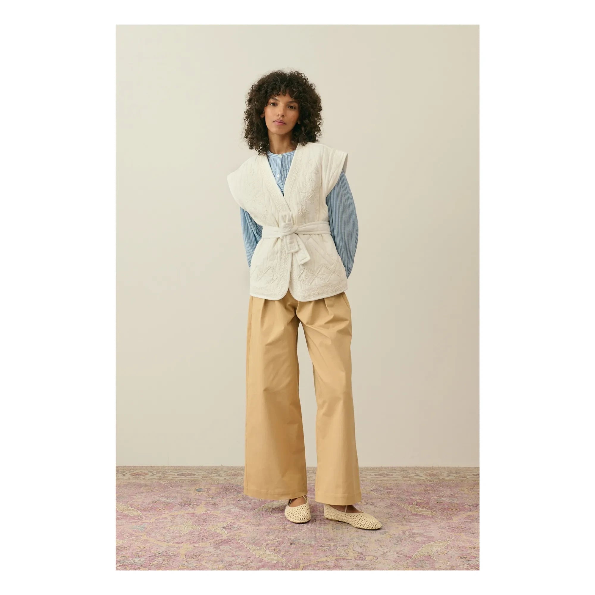 Louise Misha - Andrea Organic Cotton Sleeveless Jacket - Women's Collection | Cream