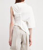 A.W.A.K.E. Mode White Organic Cotton Asymmetric Knot Top